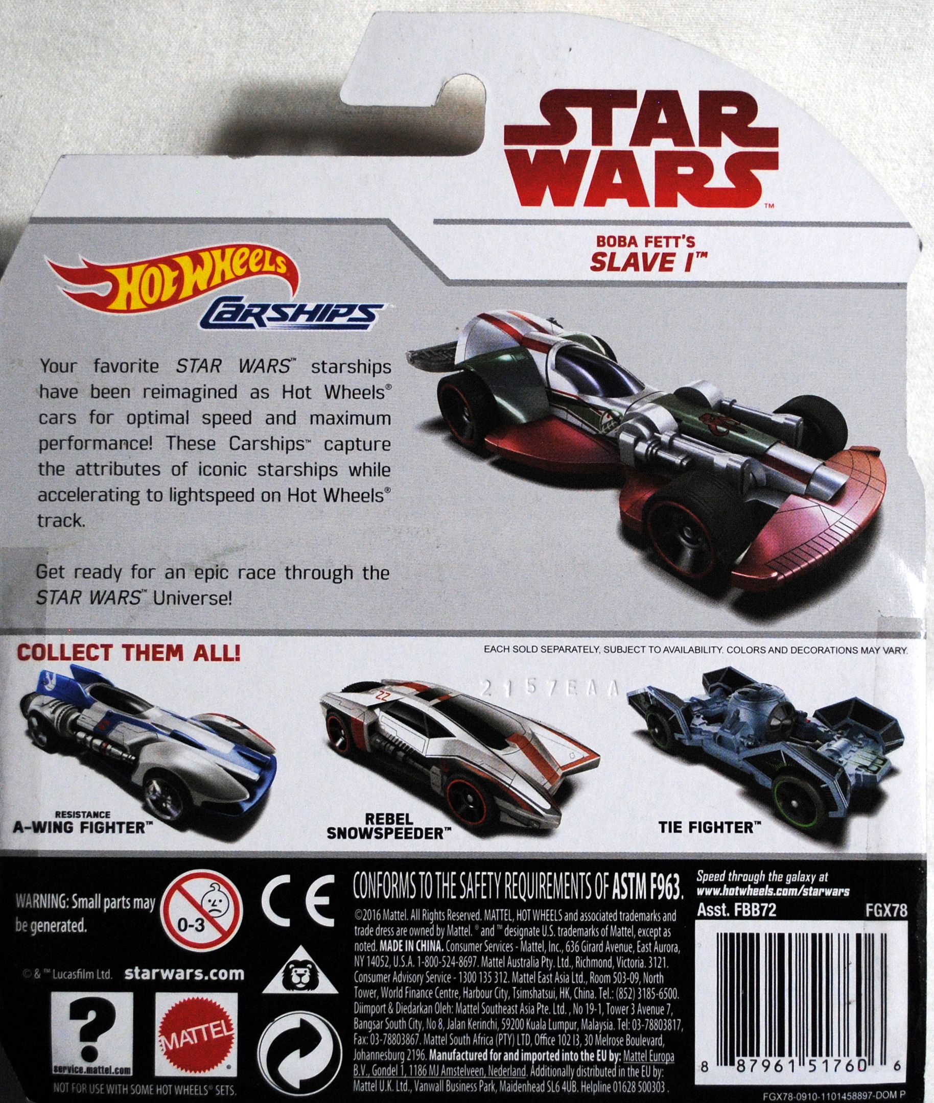 Hot Wheels Star Wars Carships Boba Fett’s Slave 1 TLJ ESB - Hot Wheels from Mattel (Star Wars Hot Wheels) action figure collectible [Barcode 0887961517606] - Main Image 2