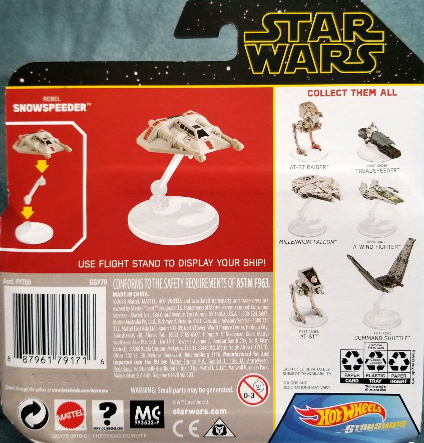 Hot Wheels - Rebel Snowspeeder TROS ESB - Hot Wheels from Mattel (Star Wars Hot Wheels Starships) action figure collectible [Barcode 887961791716] - Main Image 2