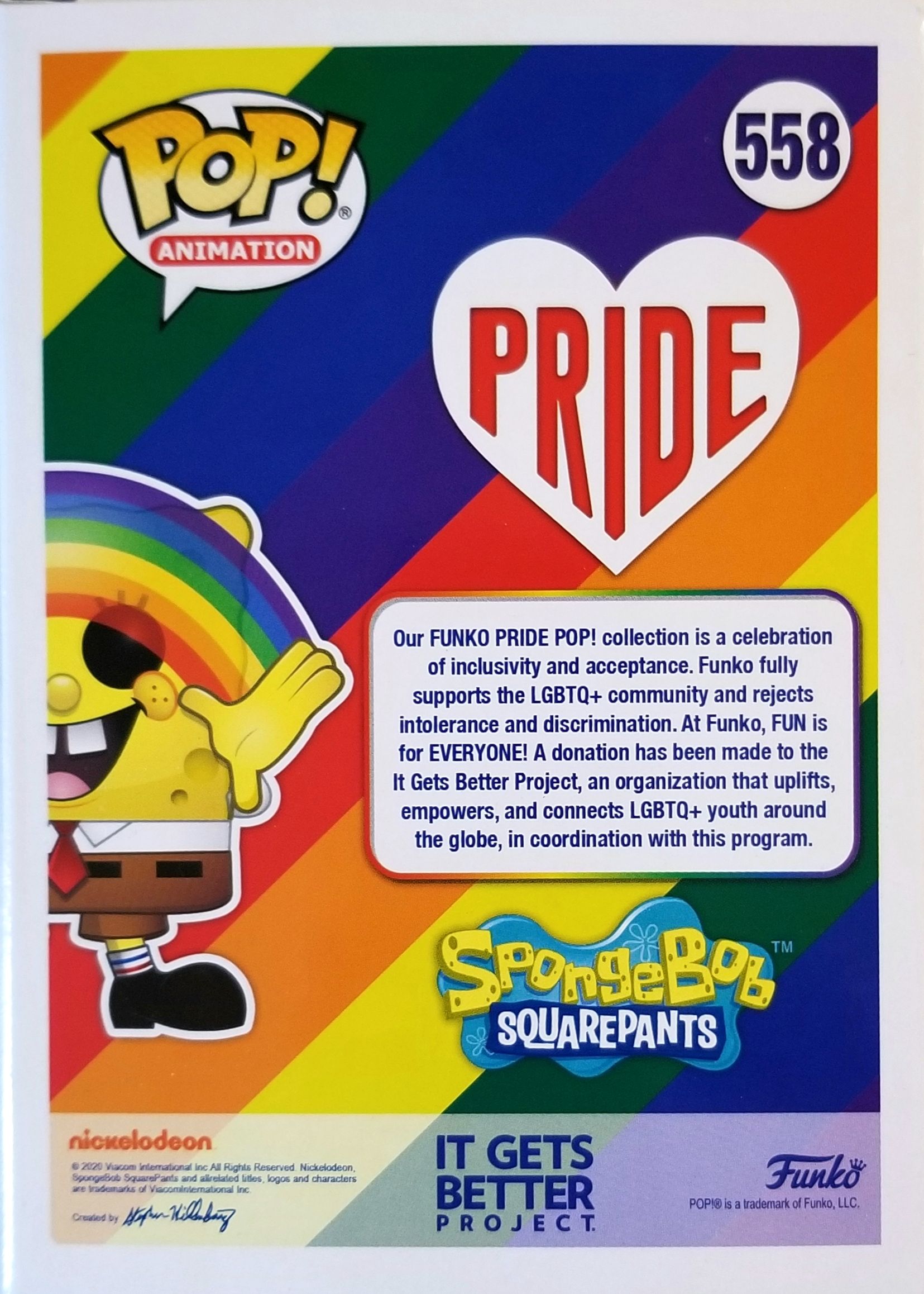 Funko Pop! Animation : Spongebob Square pants Pride 2020 Rainbow Pop - Funko (Spongebob Squarepants Funko Pop!) action figure collectible [Barcode 0889698498425] - Main Image 2