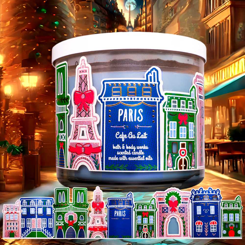 CANDLE: Christmas Bath and Bodyworks Paris - Cafe au Lait 2019 - Bath & Bodyworks Candle (Christmas Candle) action figure collectible - Main Image 4