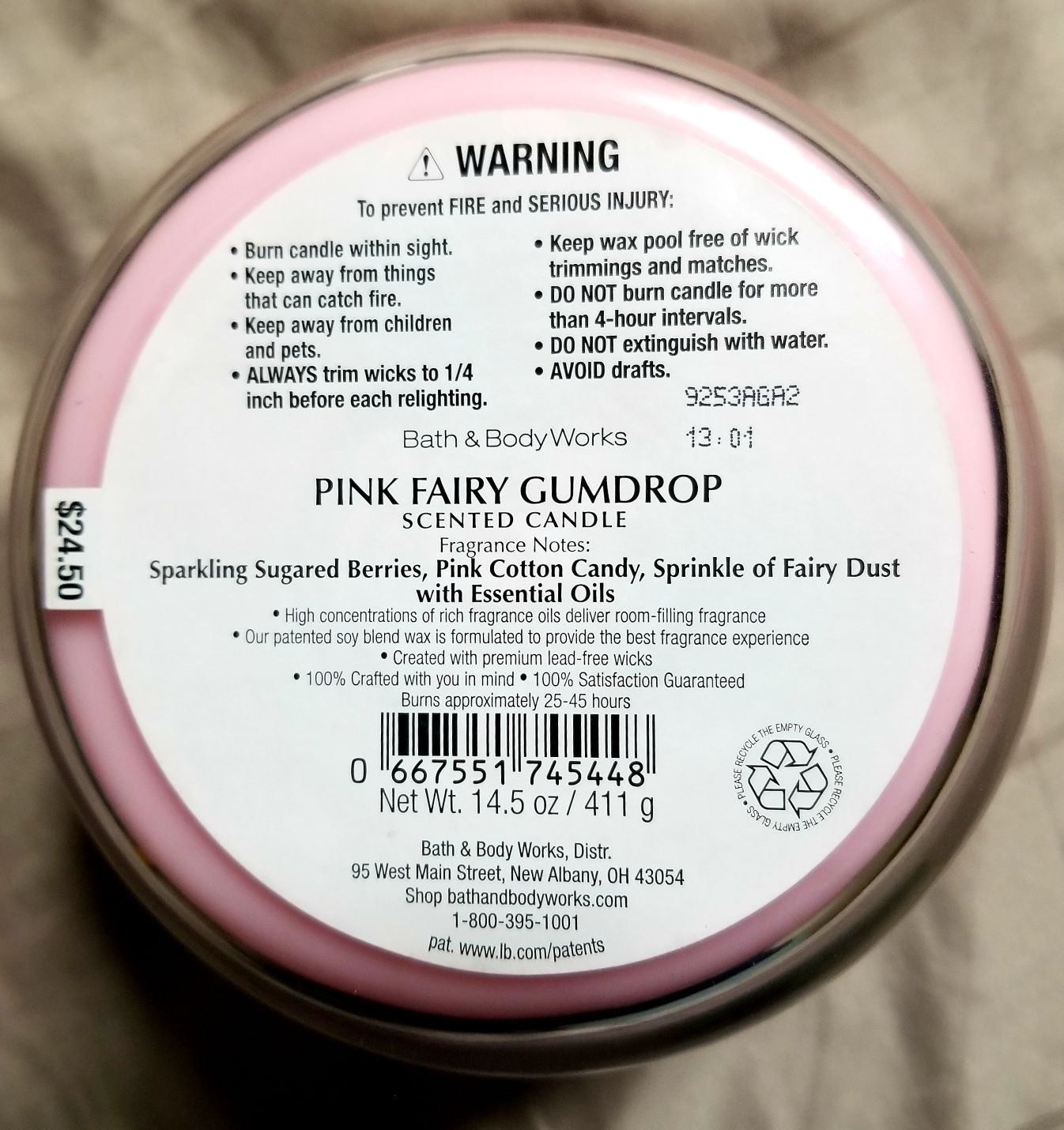 CANDLE: Christmas Bath and Bodyworks Pink Fairy Gumdrop - Bath & Bodyworks Candle (Christmas Candles) action figure collectible [Barcode 667551745448] - Main Image 2