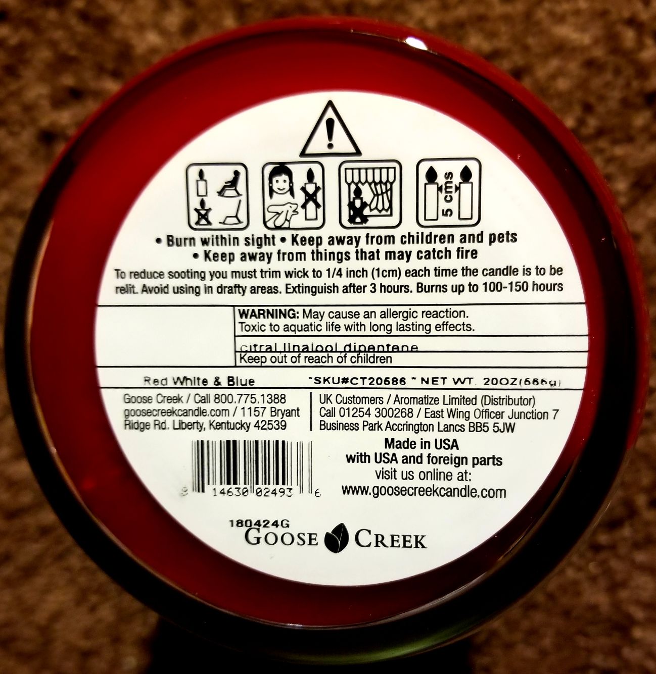 CANDLE: USA Patriotic Goose Creek Candle Red Red & Blue Rocket Popsicle (Red Wax) 2018 - Goose Creek Candle (USA Candles) action figure collectible - Main Image 2