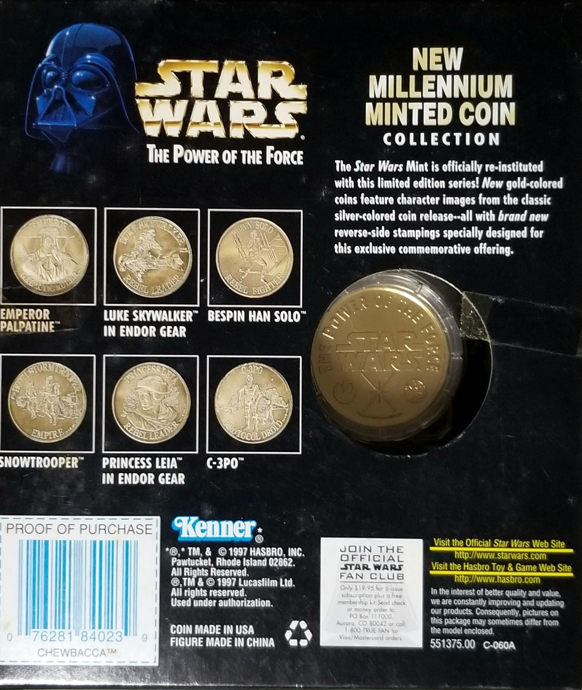 Millennium Minted Coin Collection - Chewbacca - Kenner/ Hasbro (Star Wars - Power of the Force - Green Card) action figure collectible - Main Image 2