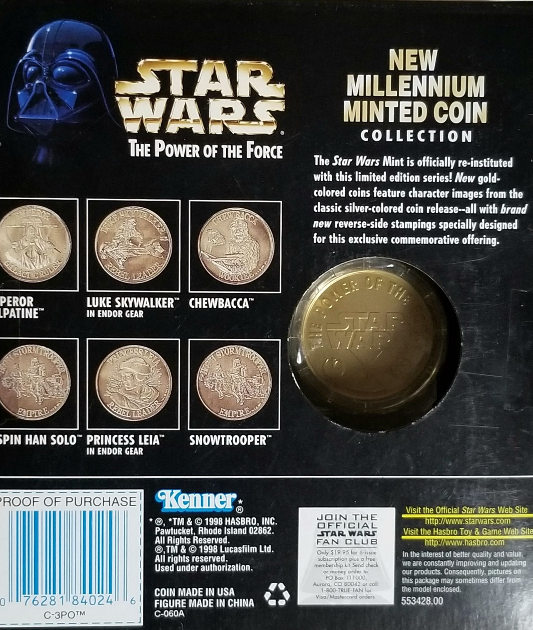 Millennium Minted Coin Collection - C-3PO - Hasbro (Star Wars - Power of the Force - Green Card) action figure collectible - Main Image 2