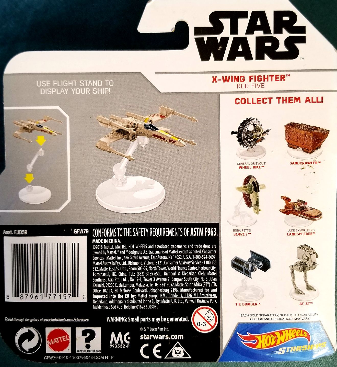 Hot Wheels Star Wars Vehicle Imerial X-Wing Fighter Red Five White Card ANH - Hot Wheels from Mattel (Star Wars Hot Wheels) action figure collectible [Barcode 0887961771572] - Main Image 2