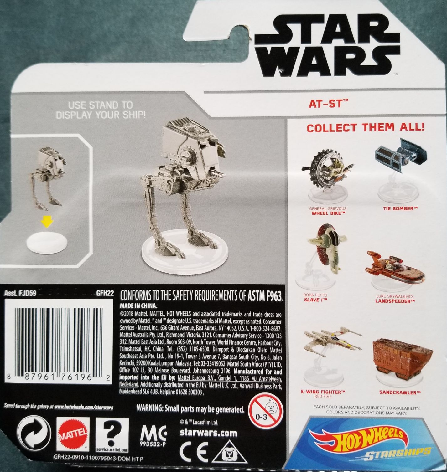 Hot Wheels Star Wars Vehicle AT-ST White Card - Hot Wheels from Mattel (Star Wars Hot Wheels) action figure collectible [Barcode 887961761962] - Main Image 2