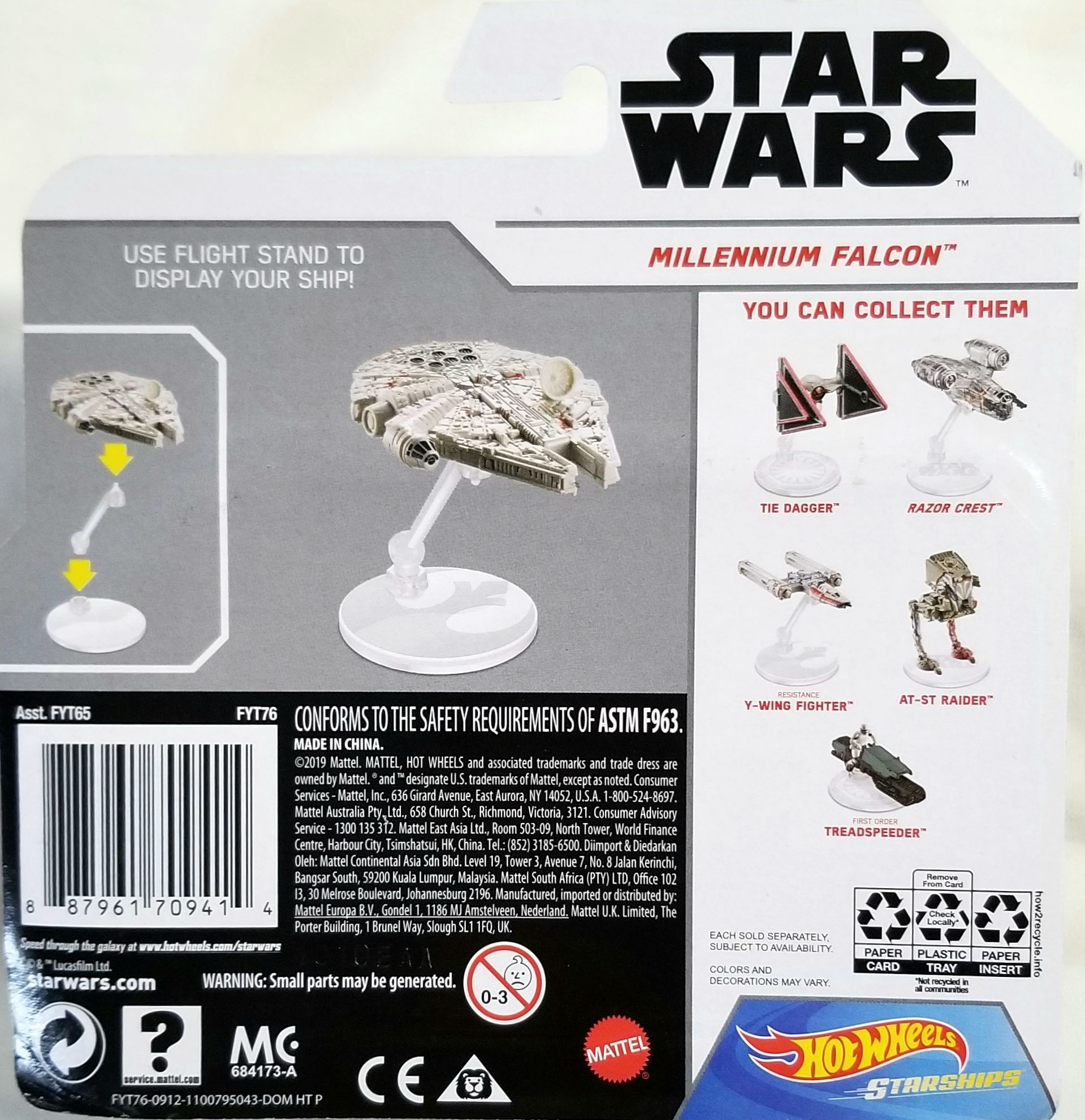 Hot Wheels Star Wars Vehicle Millennium Falcon White Card TROS - Hot Wheels from Mattel (Star Wars Hot Wheels Cars) action figure collectible - Main Image 2