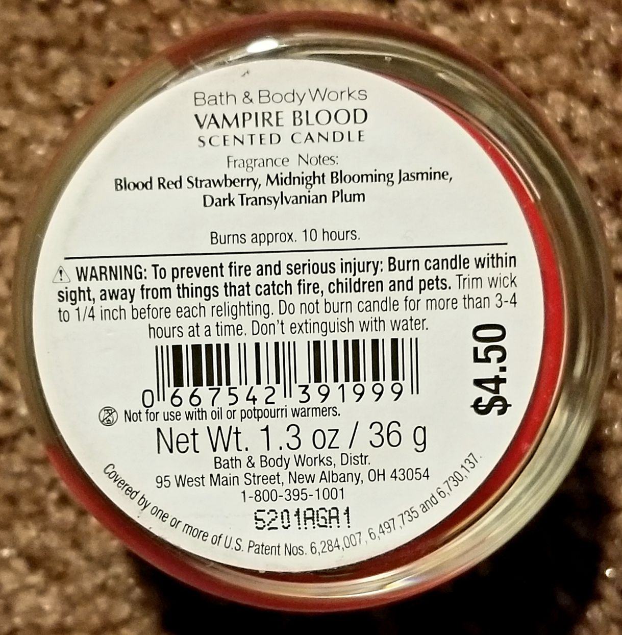 CANDLE: Halloween Bath & Bodyworks Vampire Blood Mini 2016 - Bath & Bodyworks Candle (Halloween Candle) action figure collectible - Main Image 2