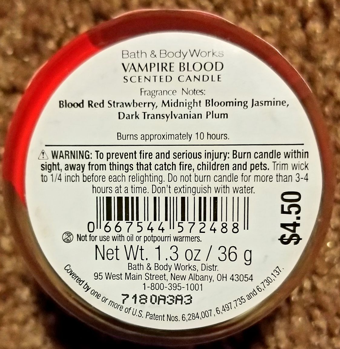 CANDLE: Halloween Bath & Bodyworks Vampire Blood Mini  2017 - Bath & Bodyworks Candle (Halloween Candle) action figure collectible - Main Image 2