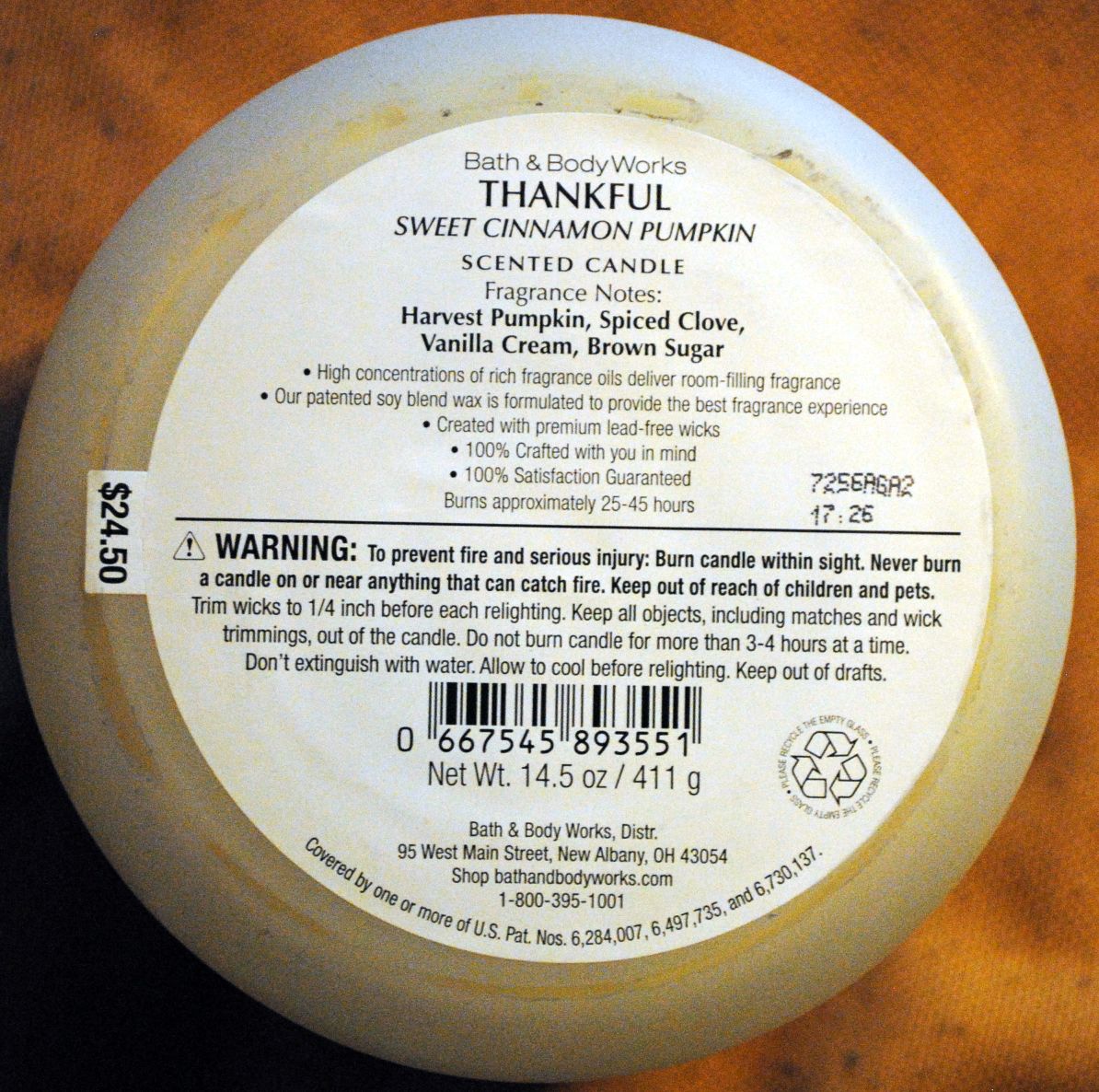 CANDLE: Thanksgiving Bath & Bodyworks Thankful - Sweet Cinnamon Pumpkin 2017 - Bath & Bodyworks Candle (Thanksgiving Candles) action figure collectible - Main Image 2