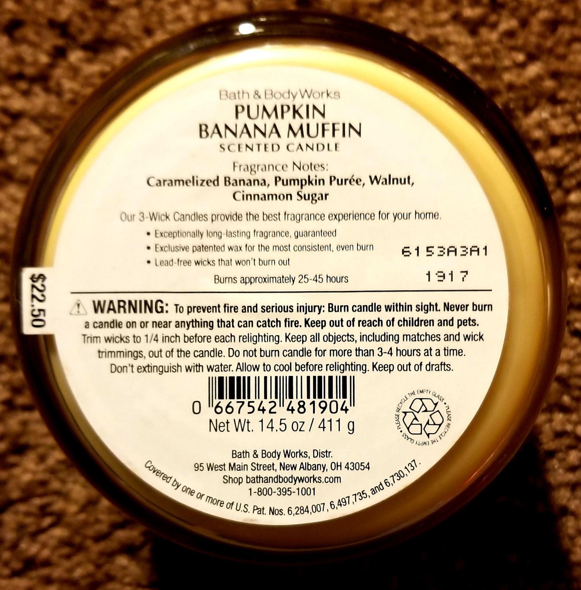 CANDLE: Pumpkins Bath & Bodyworks Pumpkin Banana Muffin 2016 - Bath & Bodyworks Candle (Autumn Candles) action figure collectible - Main Image 2