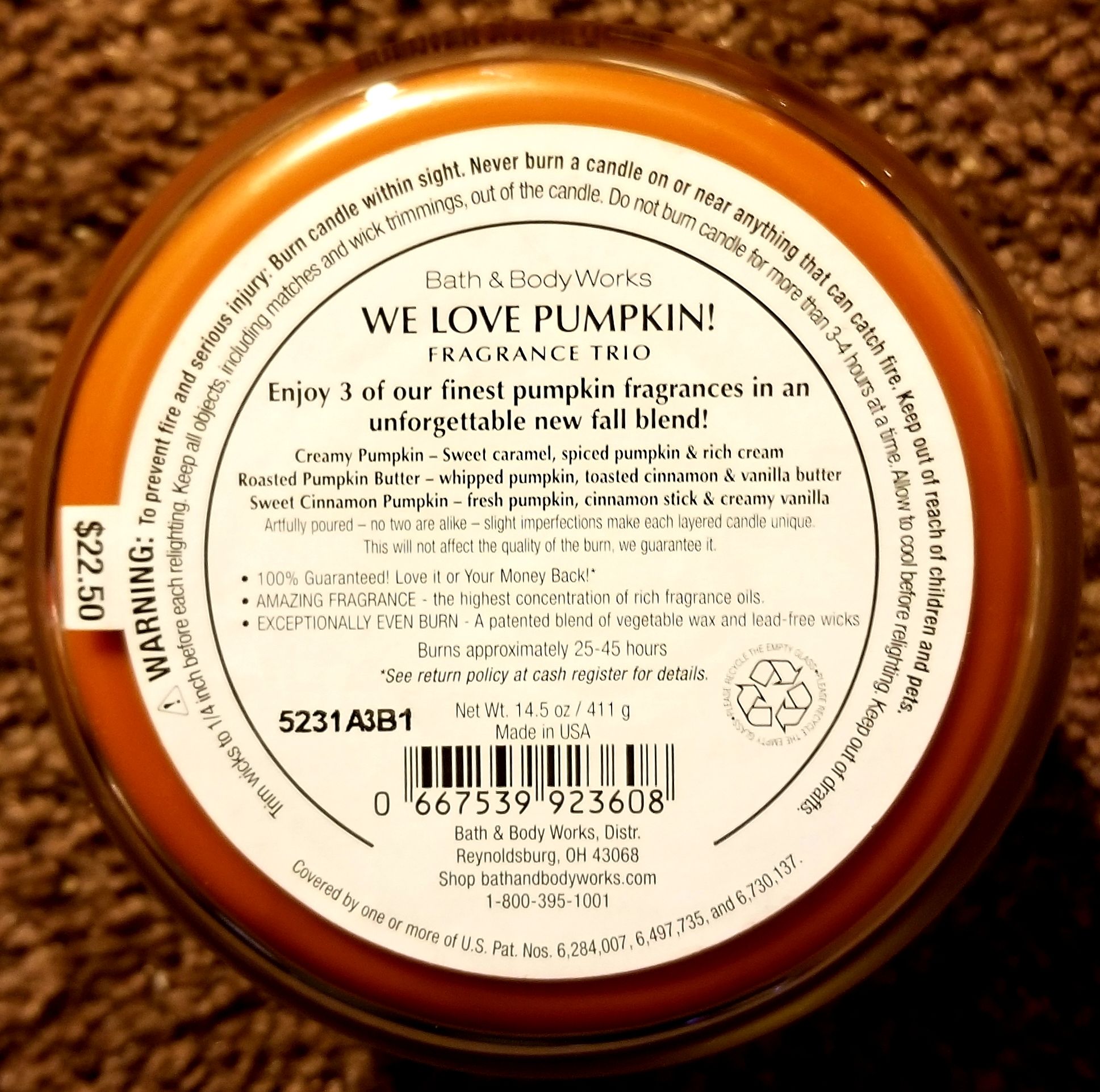 CANDLE: Pumpkins Bath & Bodyworks We Love Pumpkin - Bath & Bodyworks Candle (Pumpkin Candles) action figure collectible - Main Image 2