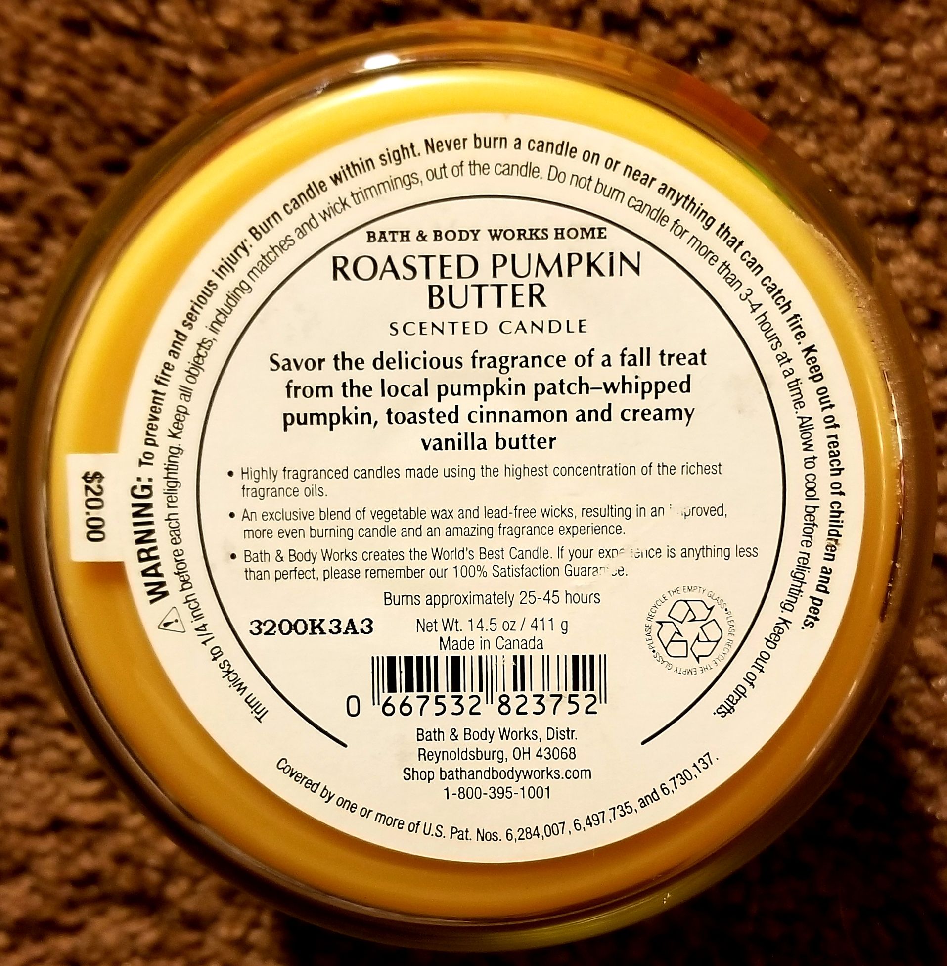 CANDLE: Pumpkins Bath & Bodyworks Roasted Pumpkin Butter 2013 - Bath & Bodyworks Candle (Autumn Candles) action figure collectible - Main Image 2