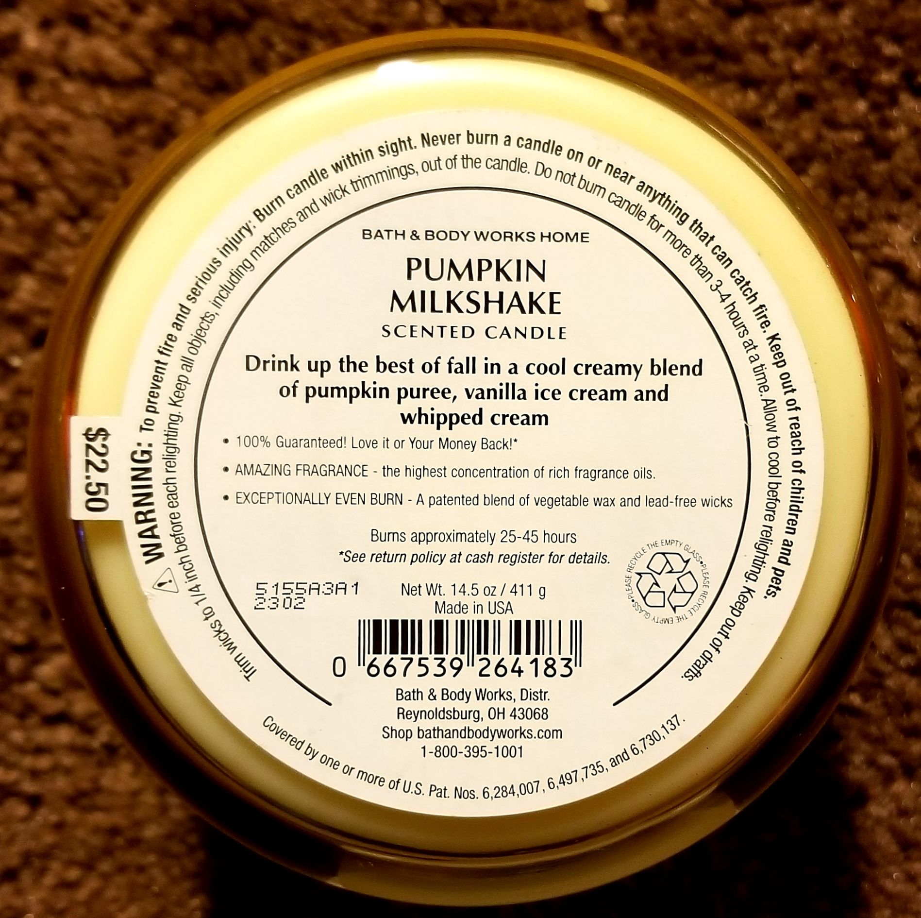 CANDLE: Pumpkins Bath & Bodyworks Pumpkpin Milkshake 2015 - Bath & Bodyworks Candle (Autumn Candles) action figure collectible - Main Image 2