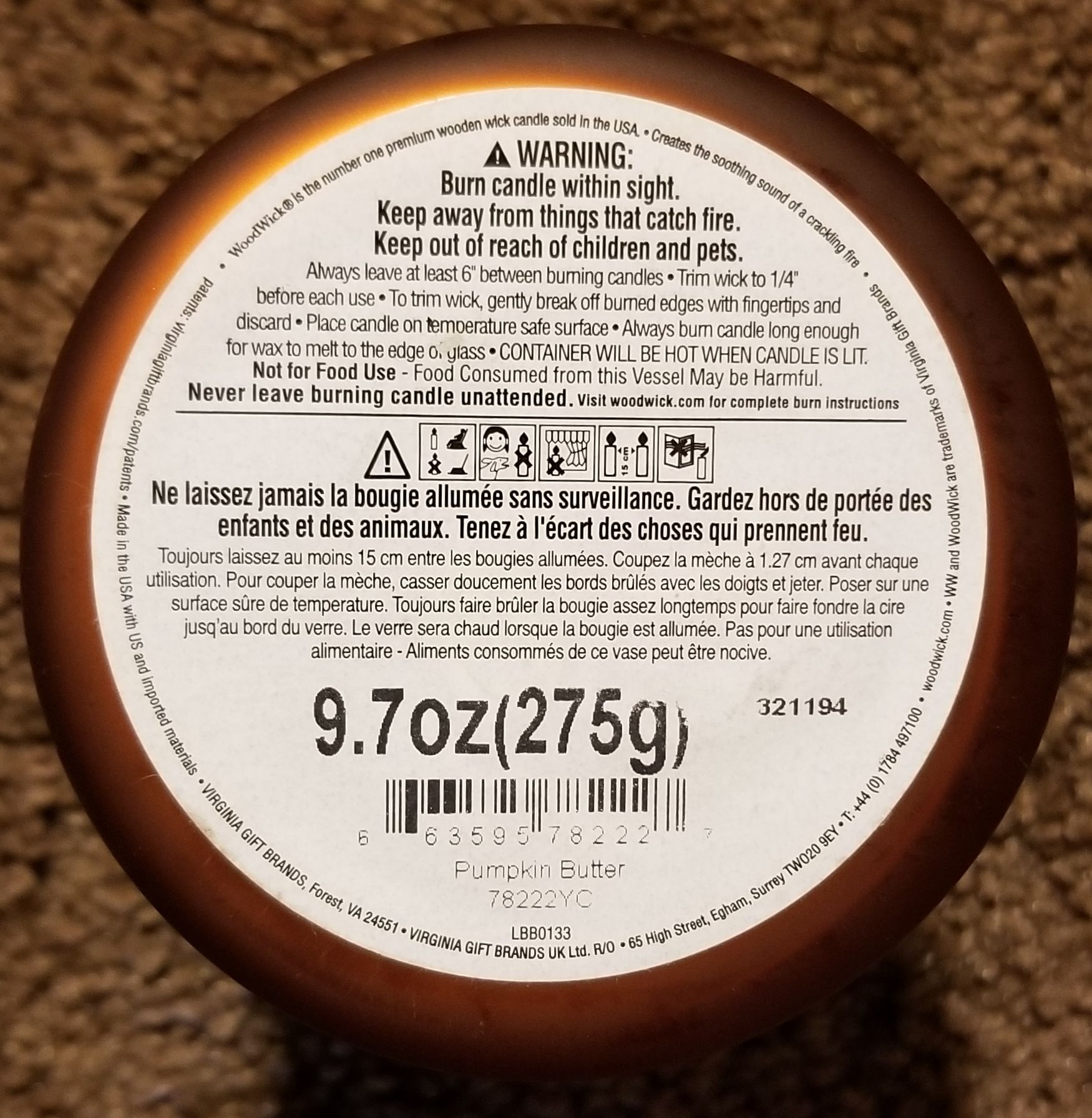 CANDLE: Halloween Wood Wick Pumkpin Butter 2016 - Wood Wick Candle (Halloween Candle) action figure collectible - Main Image 2