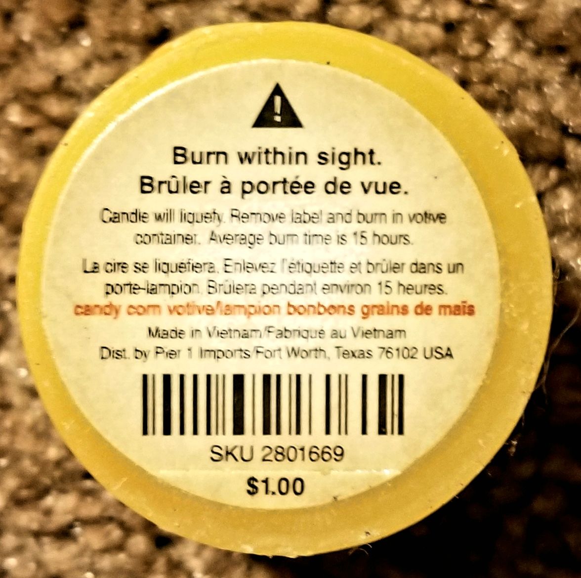 CANDLE: Halloween Various Pier 1 Candy Corn Vorives - Pier 1 Imports (Halloween Candle) action figure collectible - Main Image 2