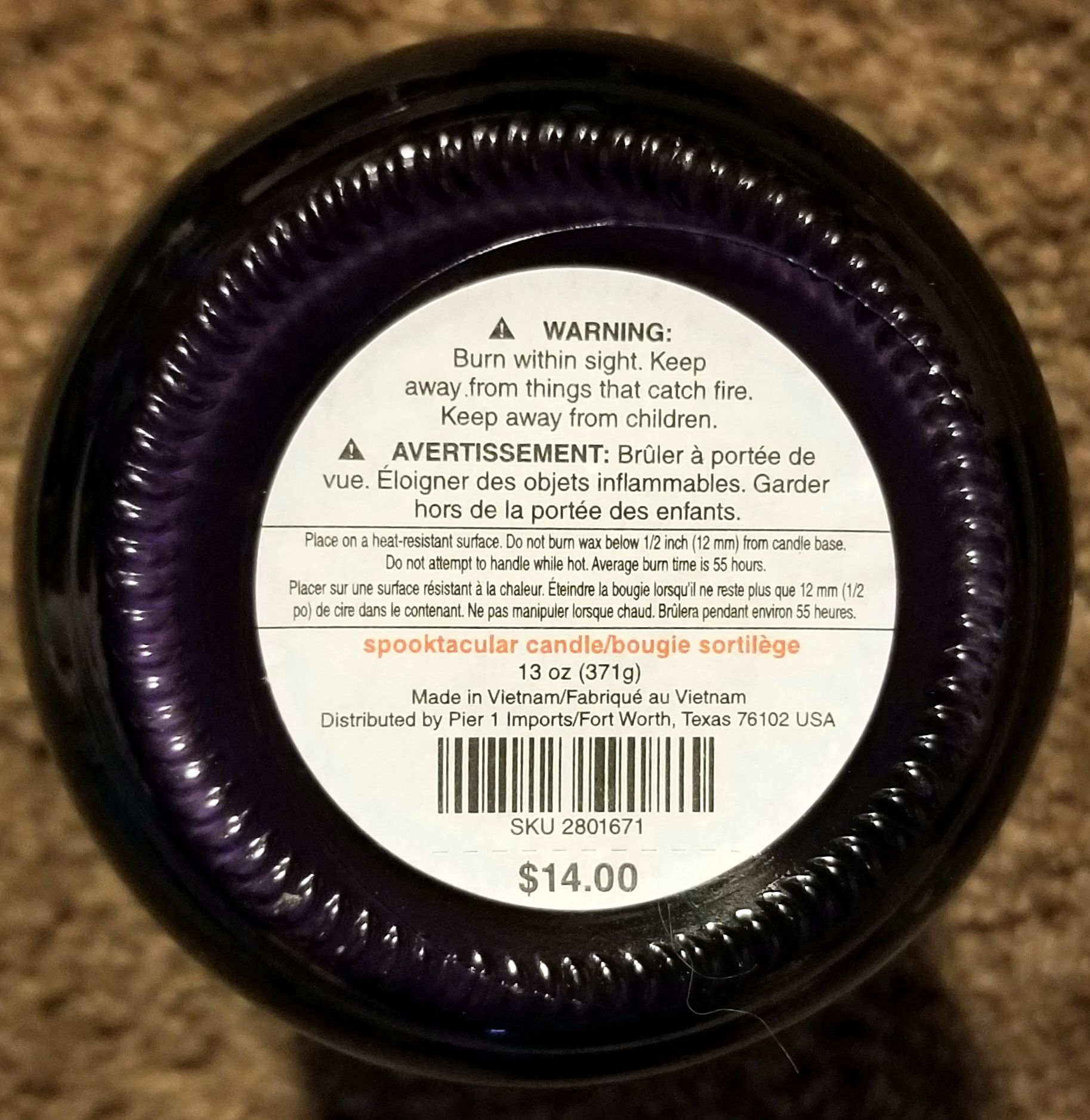 CANDLE: Halloween Pier 1 Imports Spooktacular Sortilége 2015 - Pier 1 Imports (Halloween Candle) action figure collectible - Main Image 2