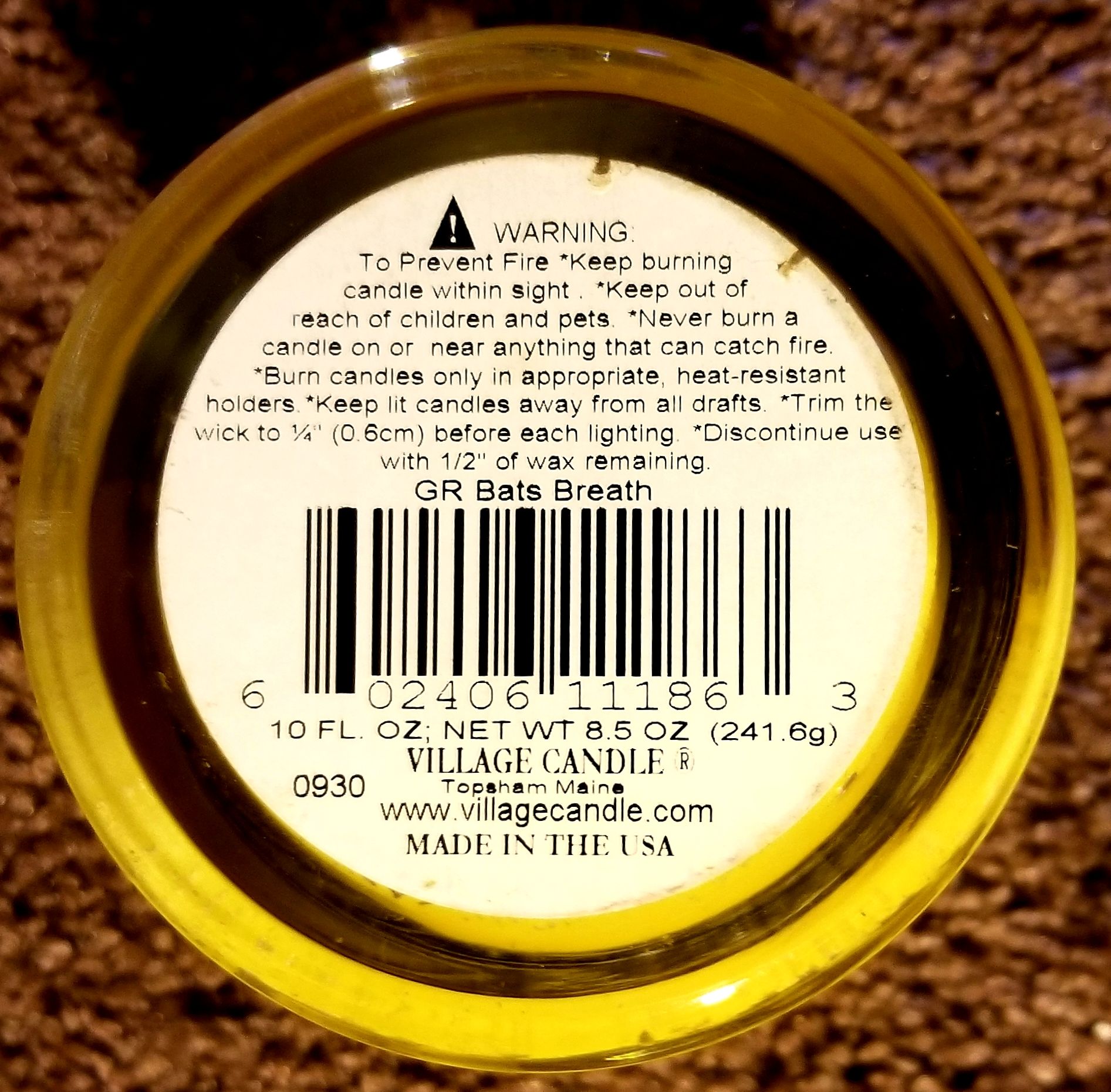 CANDLE: Halloween Village Candle Bat’s Breath 2016 - Village Candle (Halloween Candle) action figure collectible - Main Image 2