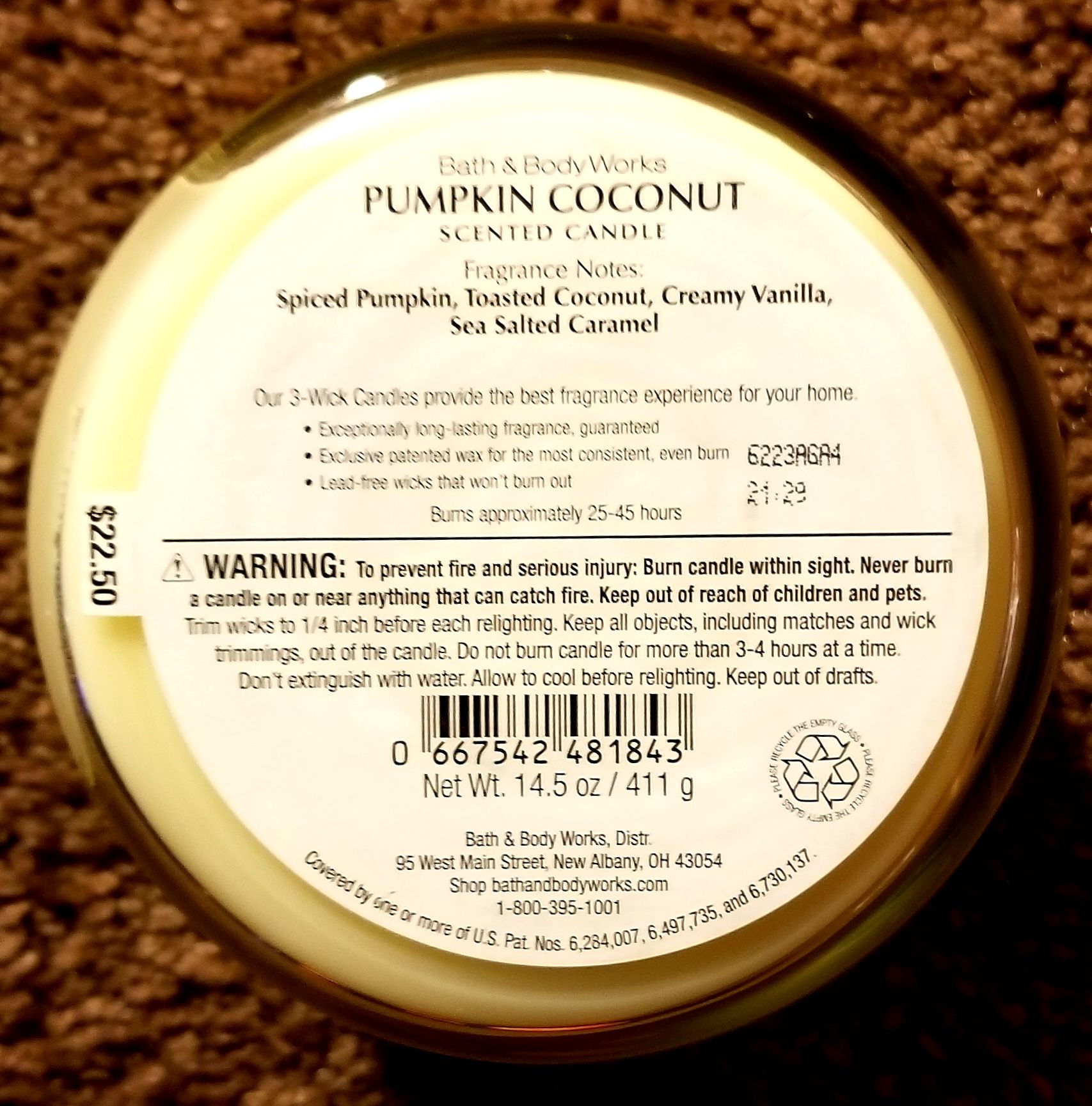 CANDLE: Pumpkins Bath & Bodyworks Pumpkin Coconut - Bath & Bodyworks Candle (Pumpkin Candles) action figure collectible - Main Image 2