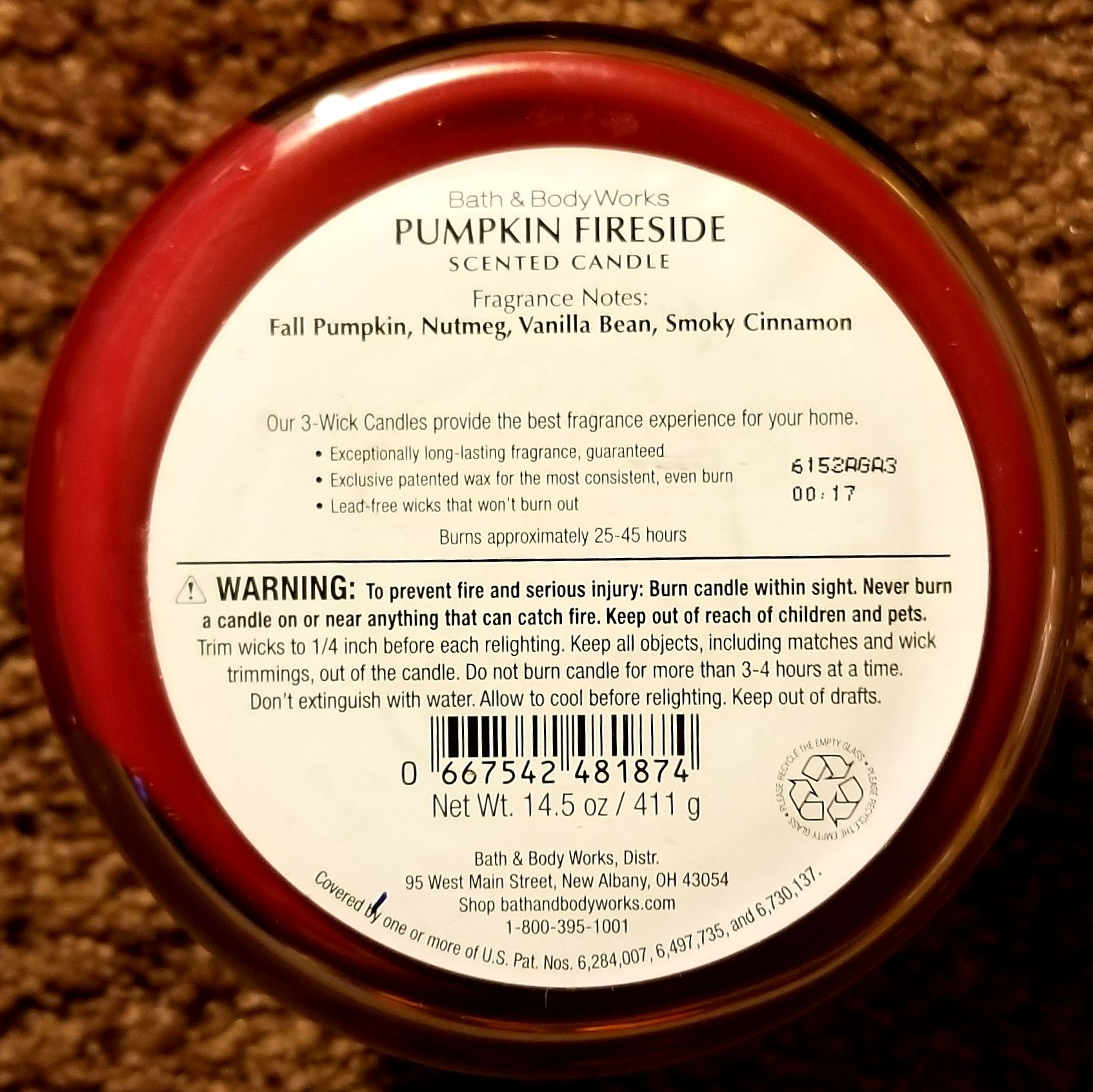 CANDLE: Pumpkins Bath & Bodyworks Pumpkin Fireside 2016 - Bath & Bodyworks Candle (Autumn Candles) action figure collectible - Main Image 2
