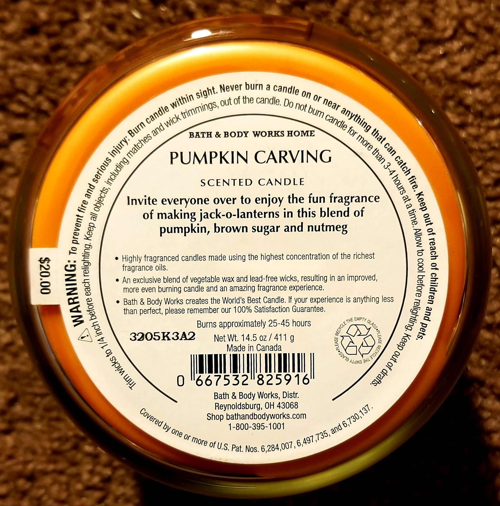 CANDLE: Halloween Bath & Bodyworks Pumpkin Carving 2015 - Bath & Bodyworks Candle (Halloween Candle) action figure collectible - Main Image 2