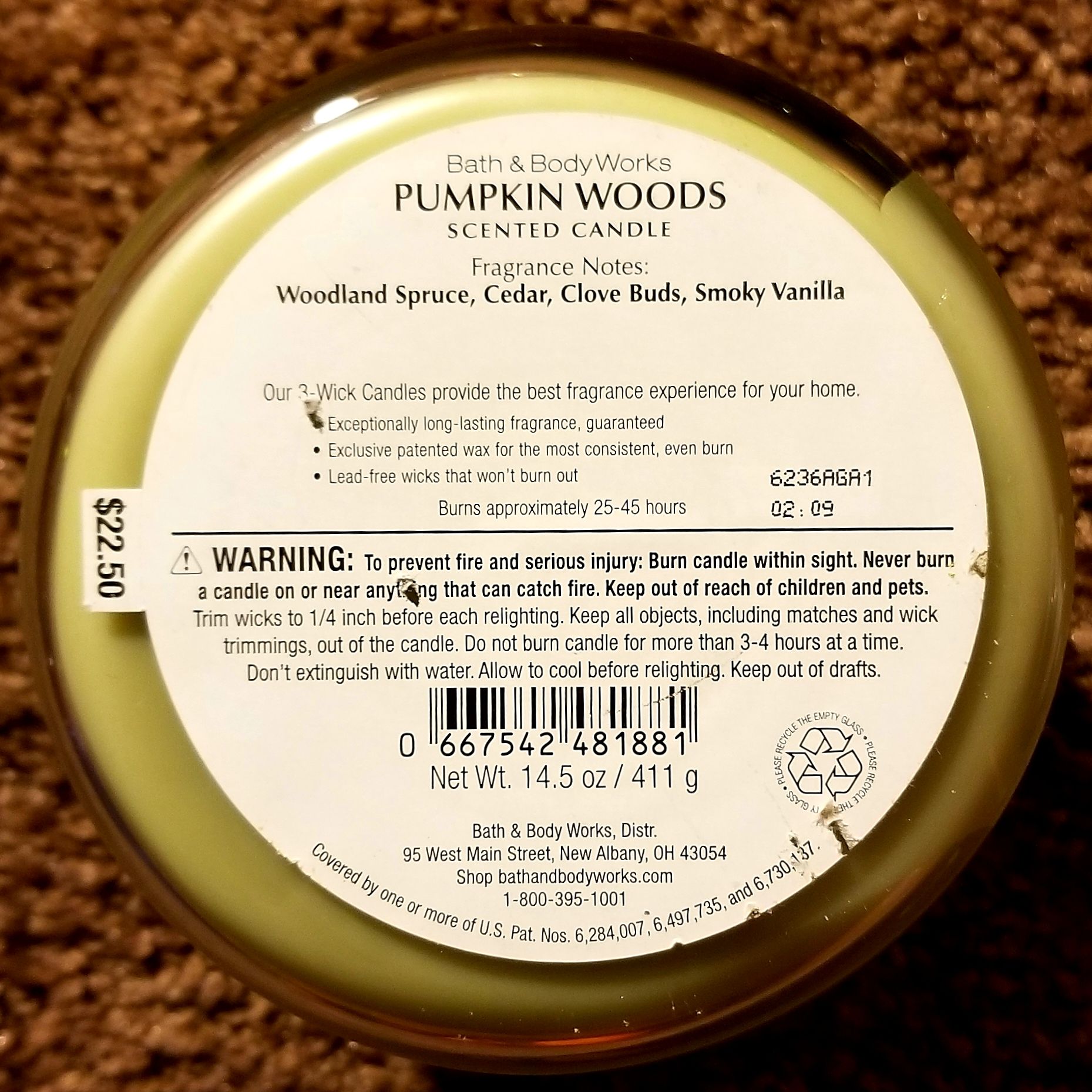 CANDLE: Pumpkins Bath & Bodyworks Pumpkin Woods 2016 - Bath & Bodyworks Candle (Autumn Candles) action figure collectible - Main Image 2