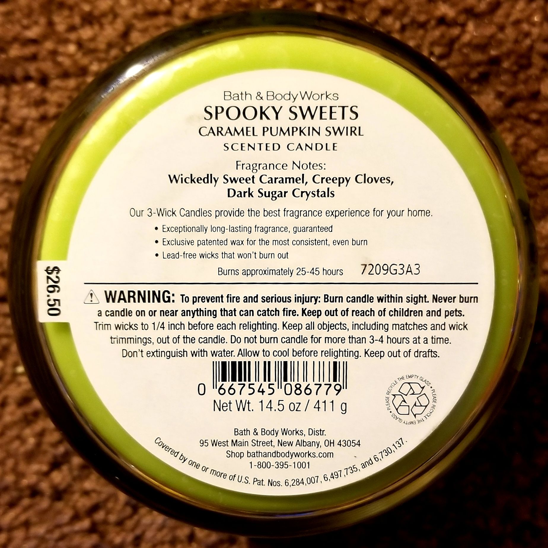 CANDLE: Halloween Bath & Bodyworks Spooky Sweets - Caramel Pumpkin Swirl 2017 - Bath & Bodyworks Candle (Halloween Candle) action figure collectible - Main Image 2