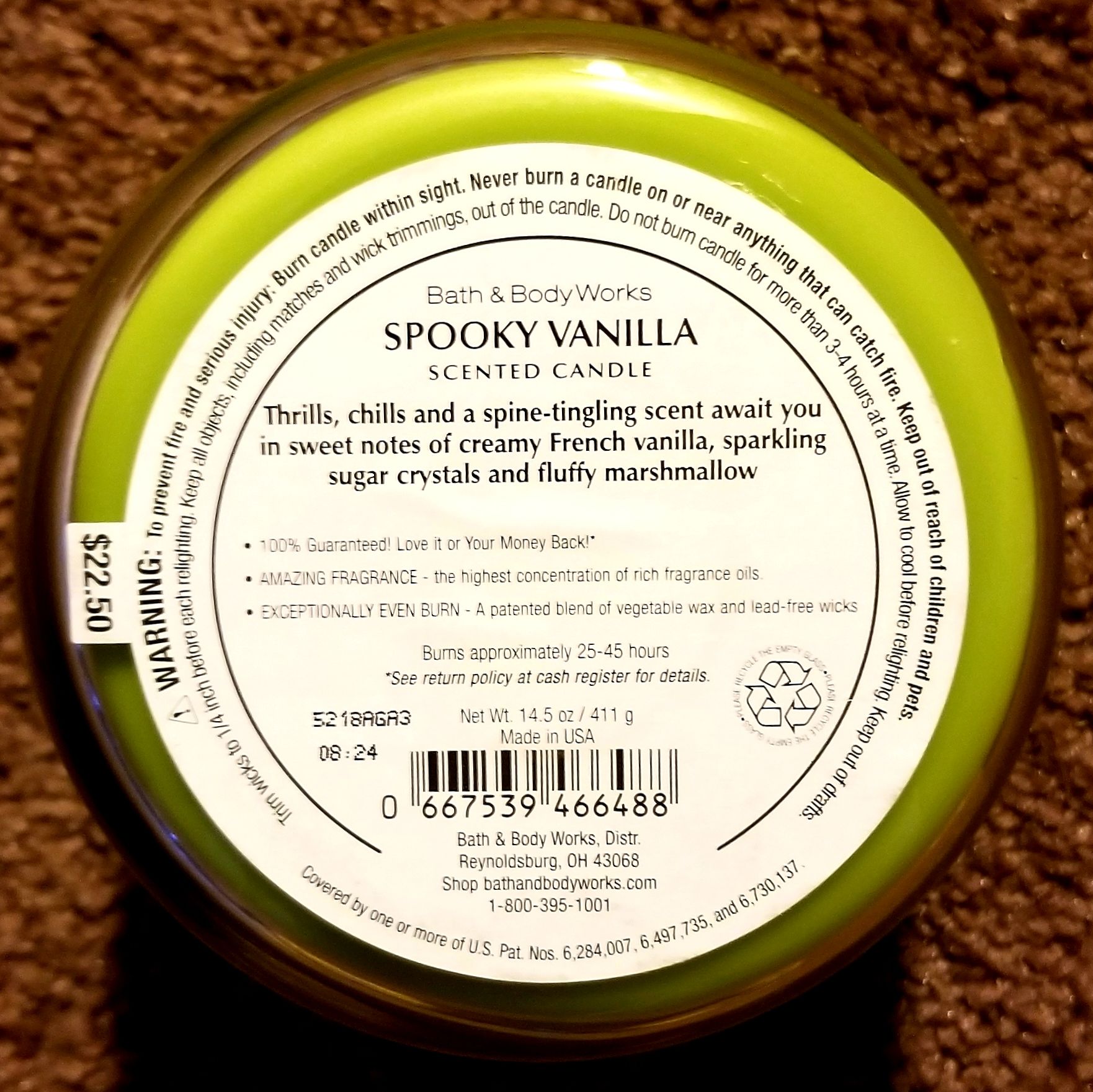 CANDLE: Halloween Bath & Bodyworks Spooky Vanilla 2015 - Bath & Bodyworks Candle (Halloween Candle) action figure collectible - Main Image 2