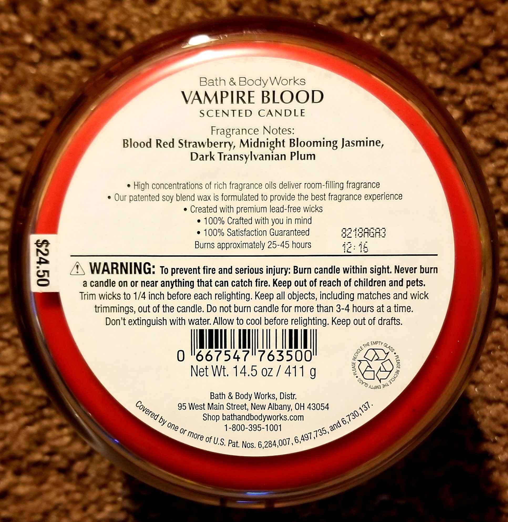 CANDLE: Halloween Bath & Bodyworks Vampire Blood 2018 - Bath & Bodyworks Candle (Halloween Candle) action figure collectible - Main Image 2