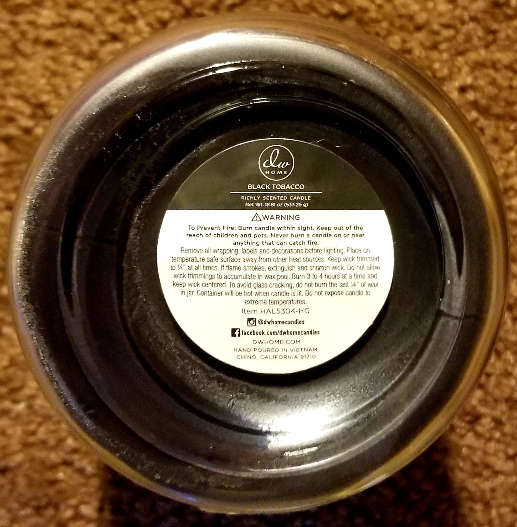 CANDLE: Halloween DW Home Black Tabacco 2015 - DW Home Candle (Halloween Candle) action figure collectible - Main Image 2