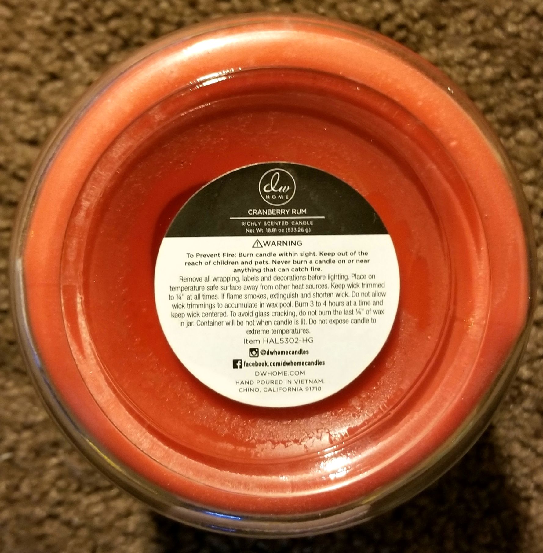 CANDLE: Halloween DW Home Cranberry Rum 2015  (Halloween Candle) action figure collectible - Main Image 2