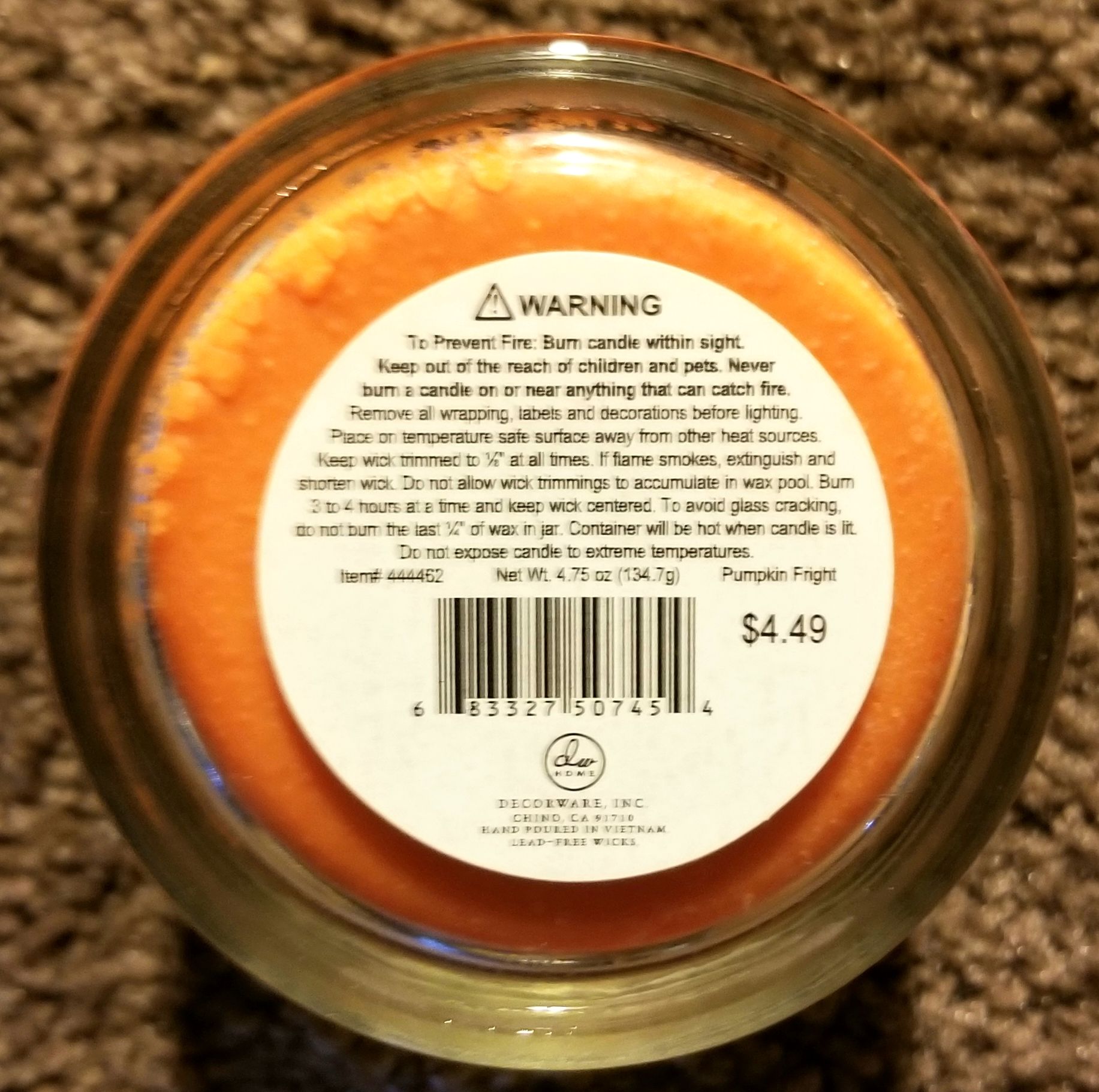 CANDLE: Halloween DW Home Pumpkin Fright 2015 - DW Home Candle (Halloween Candle) action figure collectible - Main Image 2