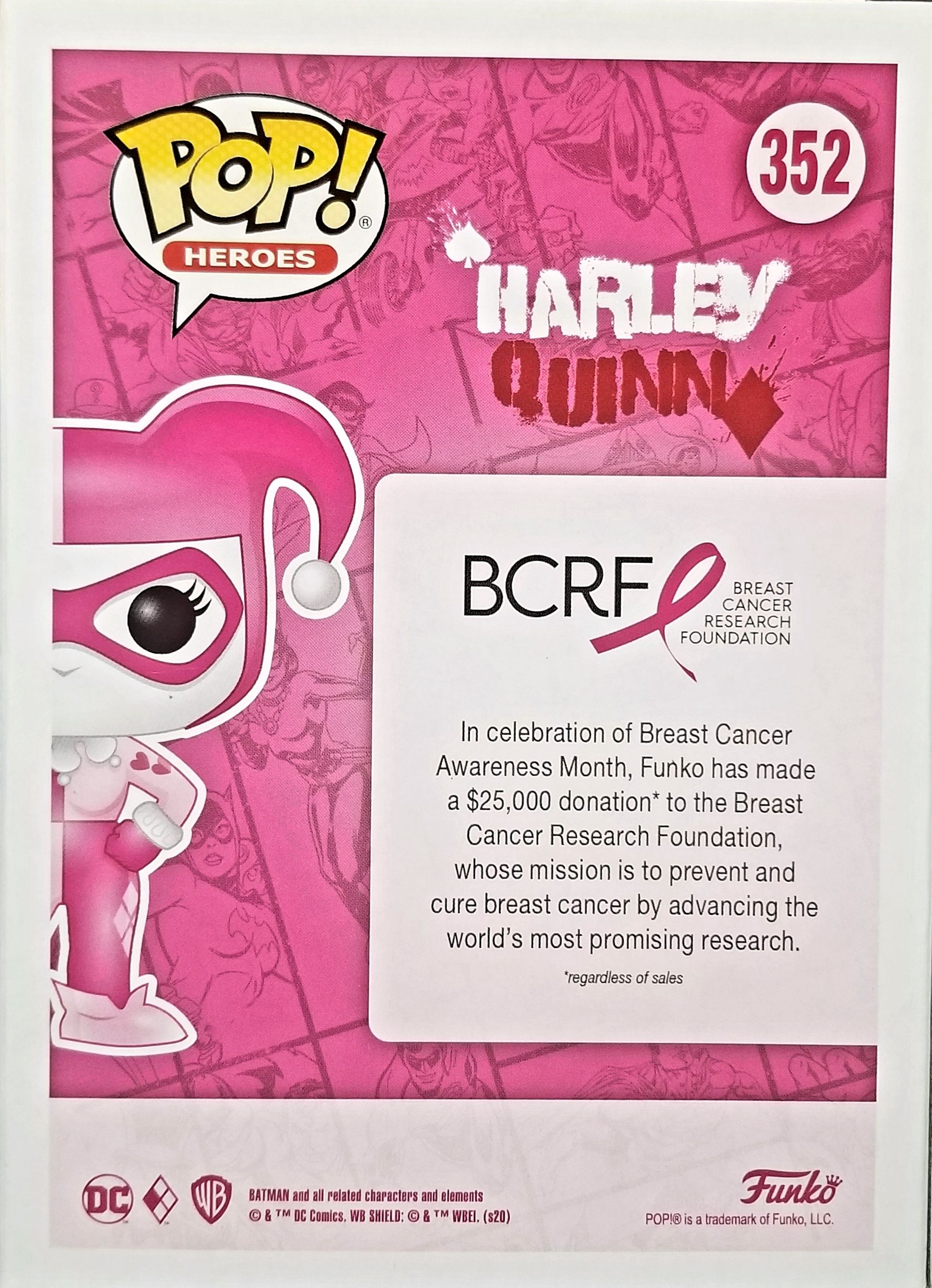 Funko Pop! DC Superheros: Harley Quinn -Breast Cancer Awareness Research  2020 - Funko (DC Comics: Funko Pops!) action figure collectible [Barcode 0889698499910] - Main Image 2