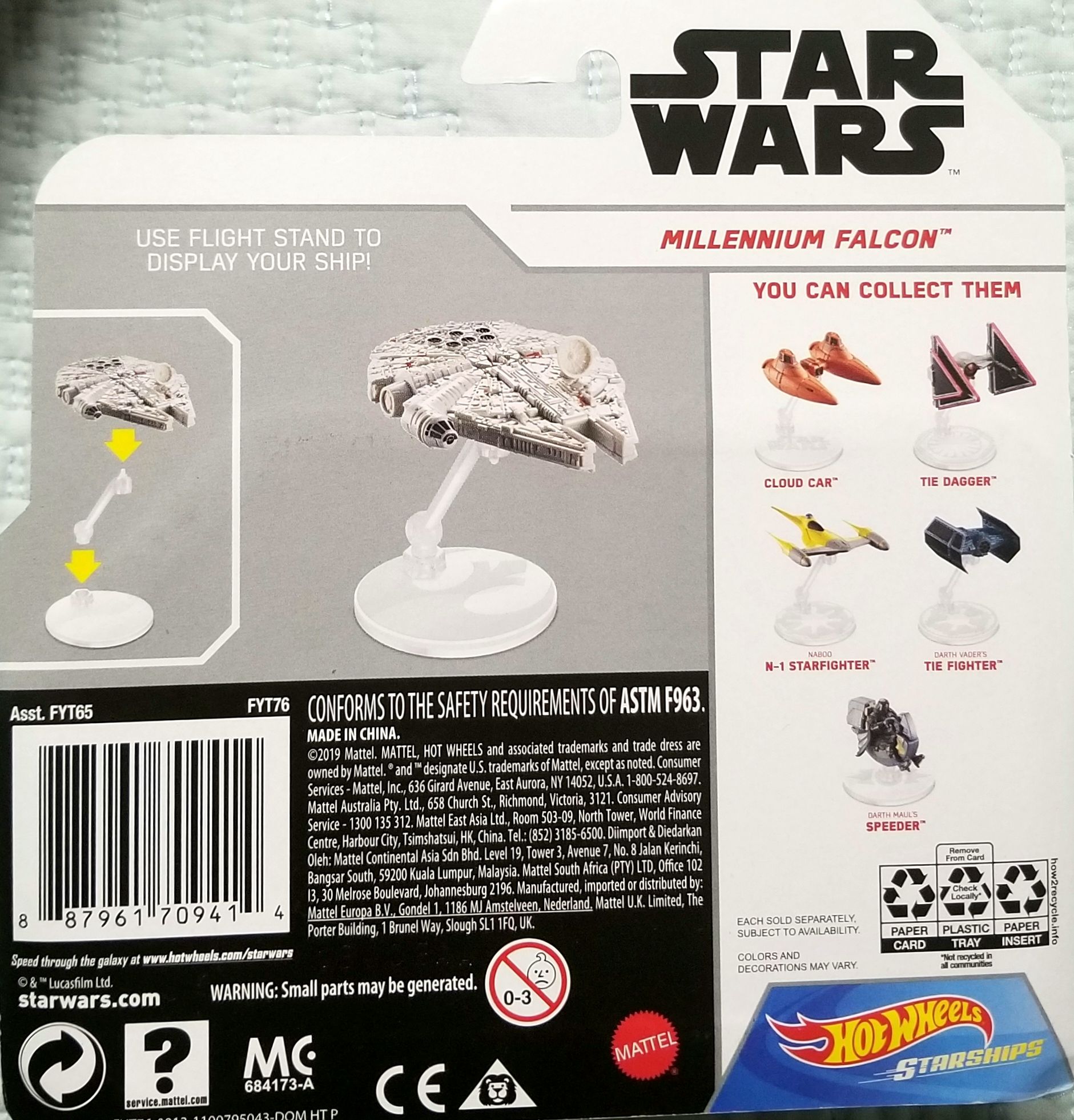 Hot Wheels Star Wars Vehicle Millinium Falcon White Card ESB ESB40 - Hot Wheels from Mattel (Star Wars Hot Wheels) action figure collectible - Main Image 2