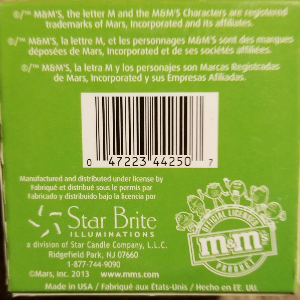 CANDLE: Candy M&M Green Pear Boxed - Star Brite Candle Company (Candy Candles) action figure collectible - Main Image 2