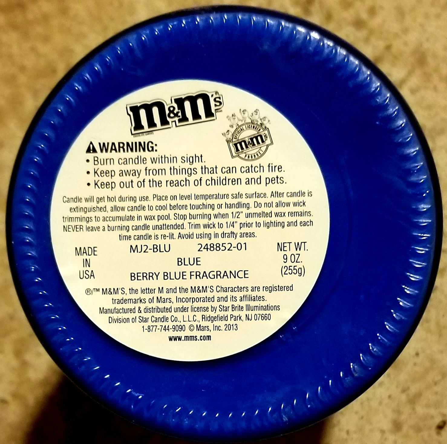 CANDLE: Food M&M Blue Berry Jar 2013 Candy - Star Brite Candle Company (Food Candles) action figure collectible - Main Image 2