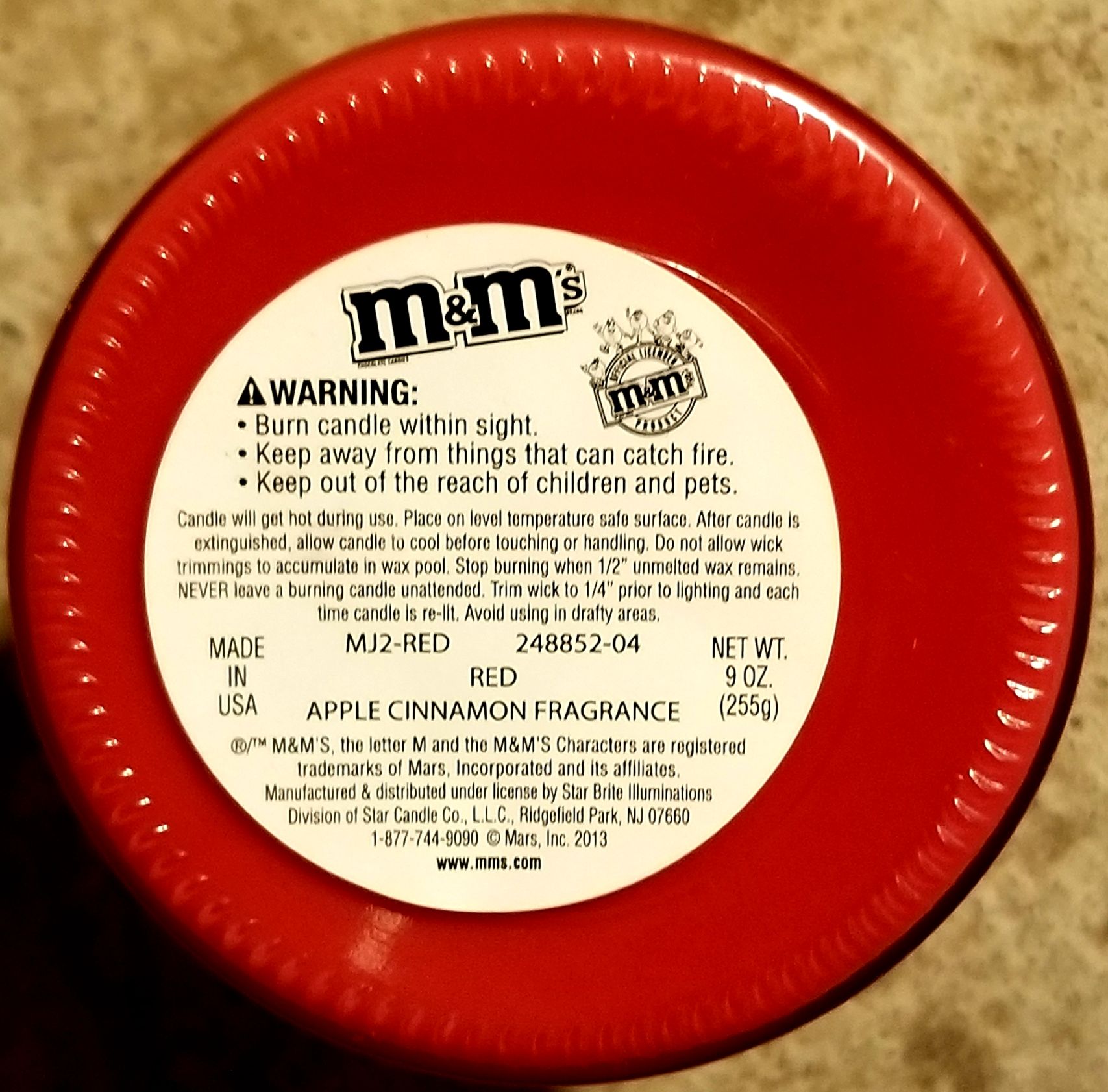 CANDLE: Valentine’s Day Candy M&M Red Hot Applec Cinnamon Jar 2013 - Star Brite Candle Company (Candy Candles) action figure collectible - Main Image 2