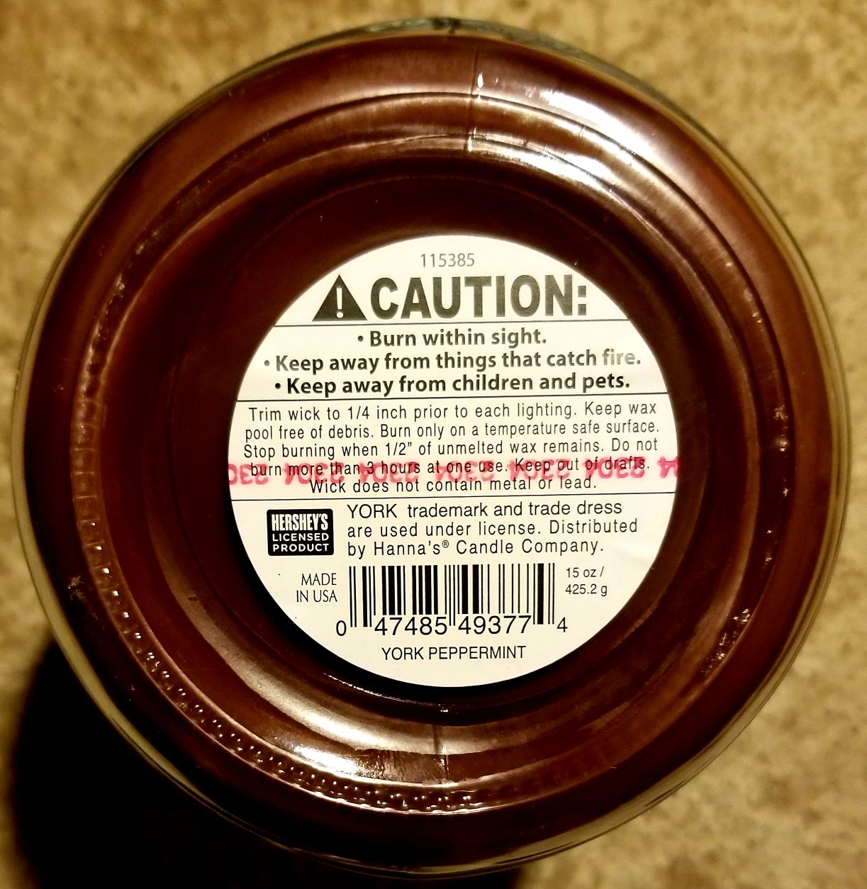 CANDLE: Candy York Peppermint Patty - Hanna’s Candle Company (Candy Candles) action figure collectible - Main Image 2