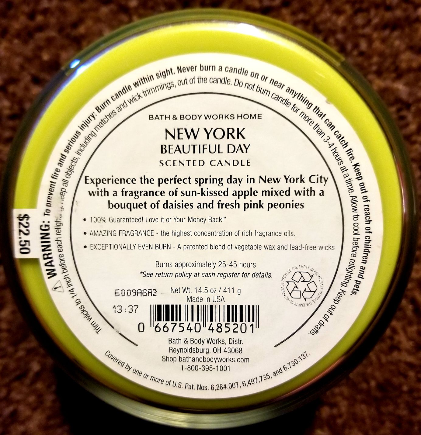 CANDLE: USA City Bath & Body Works New York Beautiful Day 2016 - Bath & Bodyworks Candle (USA Candles) action figure collectible - Main Image 2