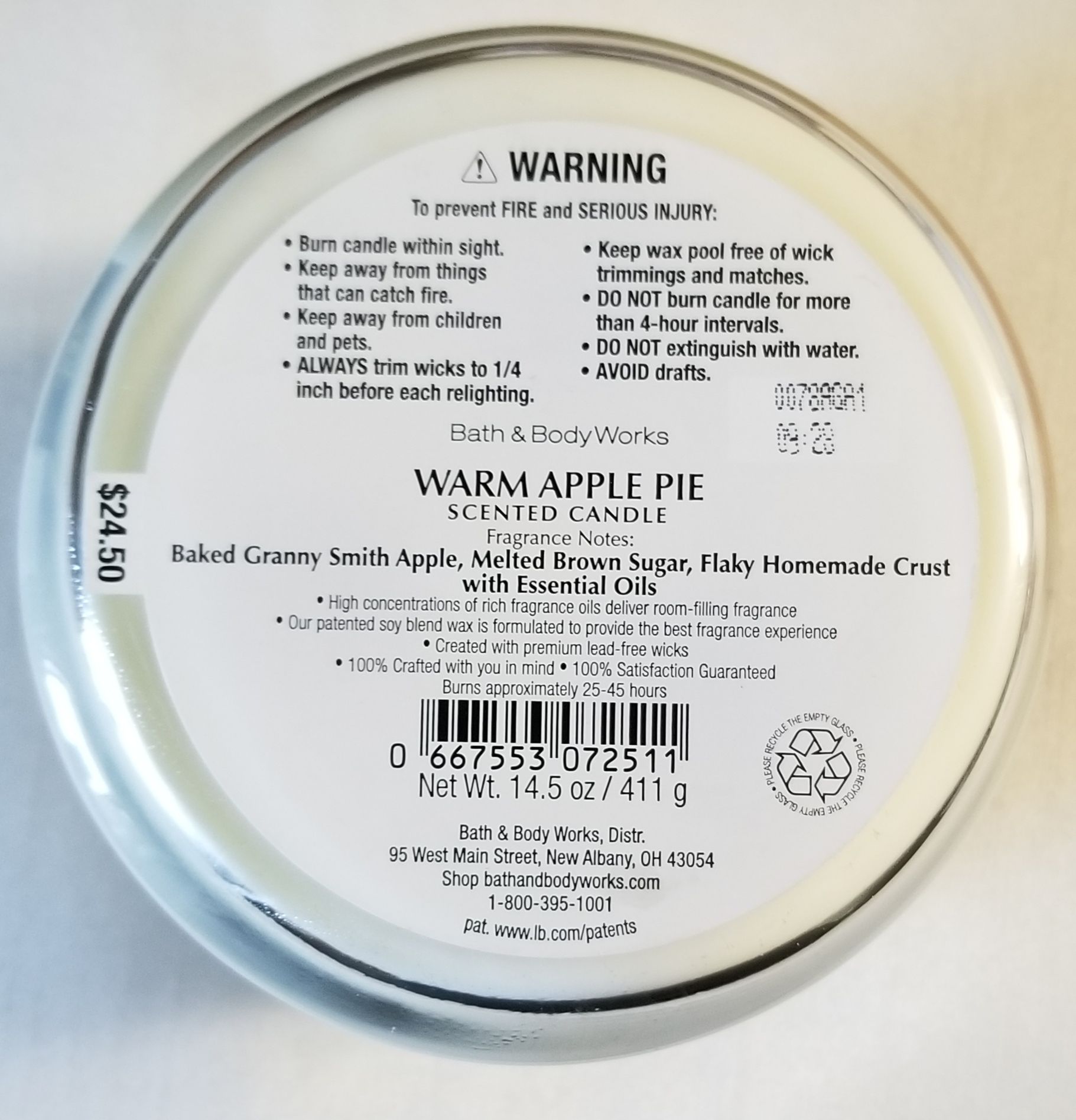 CANDLE: USA Patriotic Bath & Body Works Warm Apple Pie 2020 - Bath & Bodyworks Candle (USA Candles) action figure collectible [Barcode 667553072511] - Main Image 2