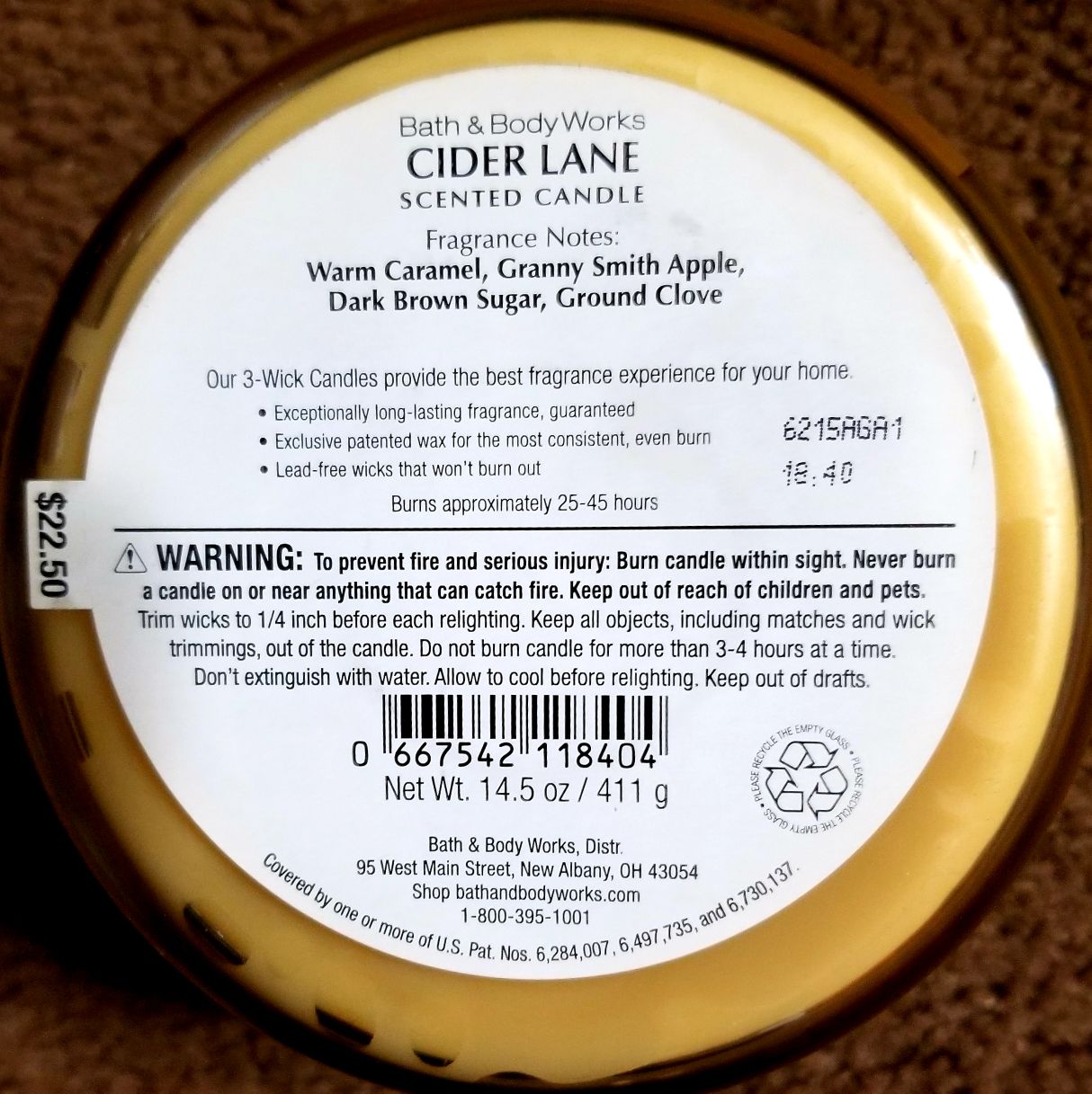 CANDLE: Autumn Bath & Bodyworks Cider Lane - Bath & Bodyworks Candle (Autumn Candles) action figure collectible - Main Image 2