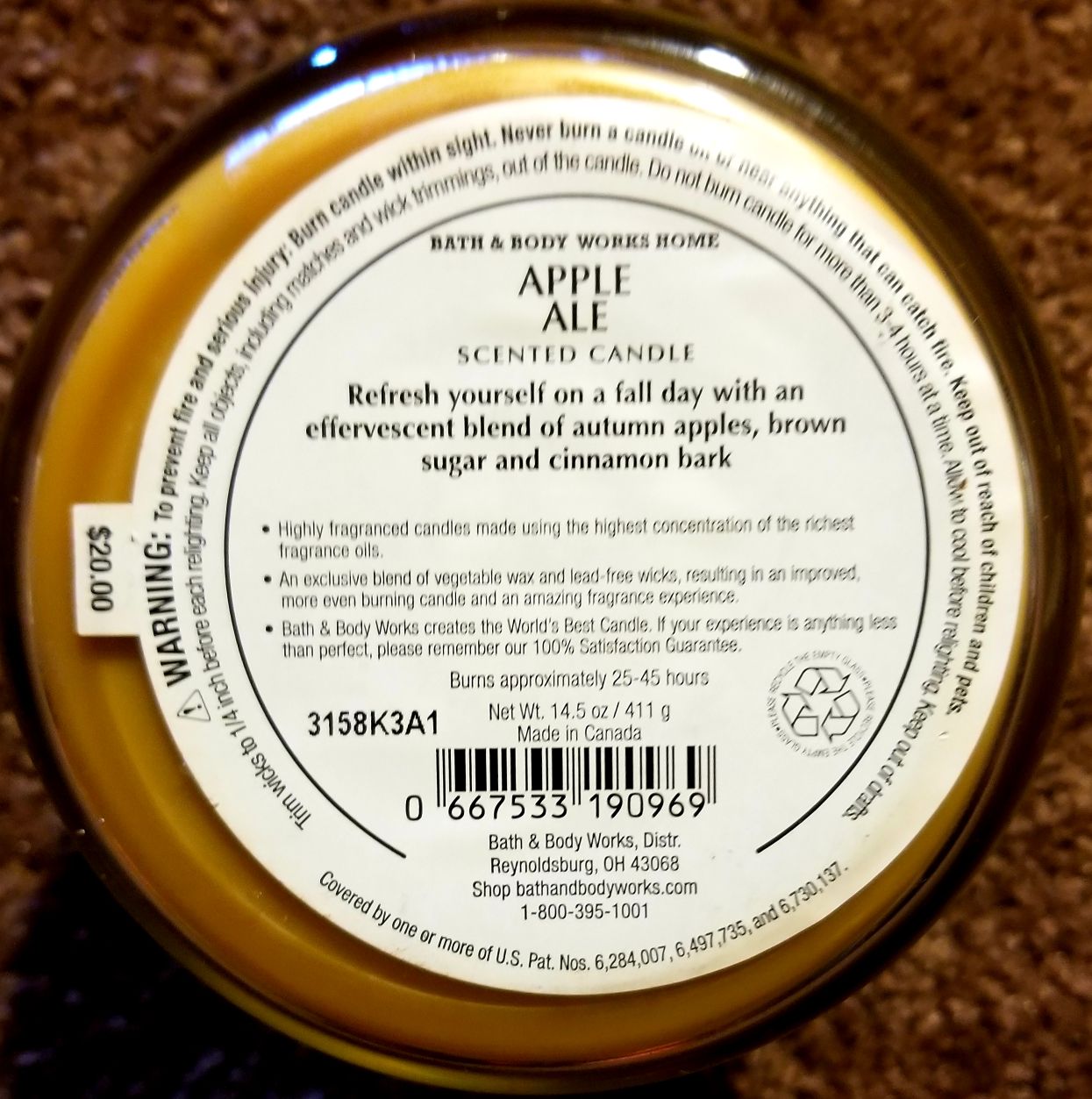 CANDLE: Autumn Bath and Body Works Apple Ale 2013 - Bath & Bodyworks Candle (Autumn Candles) action figure collectible - Main Image 2