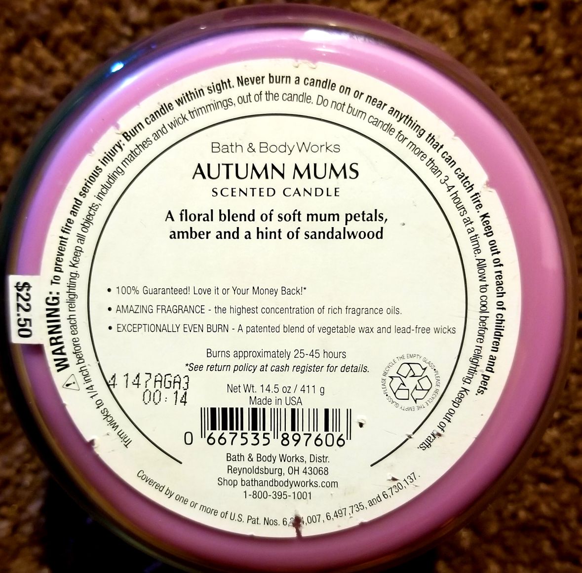 CANDLE: Autumn Bath and Body Works Autumn Mums - Bath & Bodyworks Candle (Autumn Candles) action figure collectible - Main Image 2
