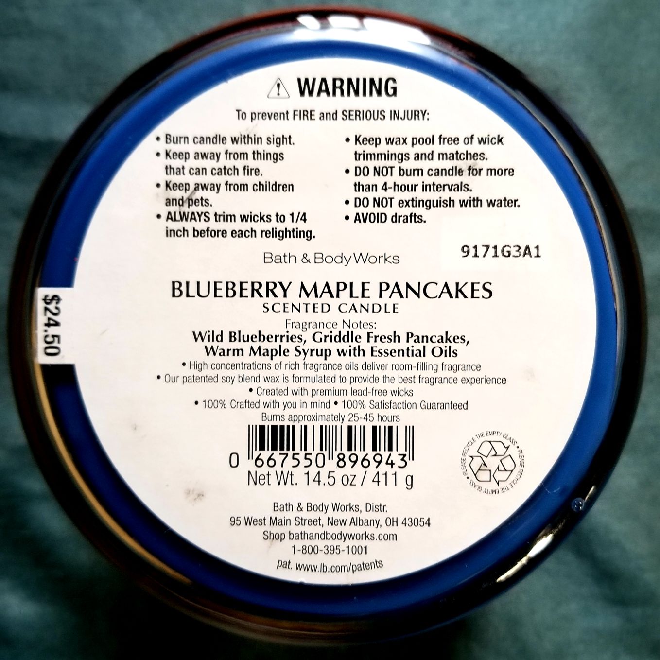 CANDLE: Bakery Bath and Bodyworks Maple Blueberry Pancakes - Bath & Bodyworks Candle (Bakery Candles) action figure collectible [Barcode 667550896943] - Main Image 2
