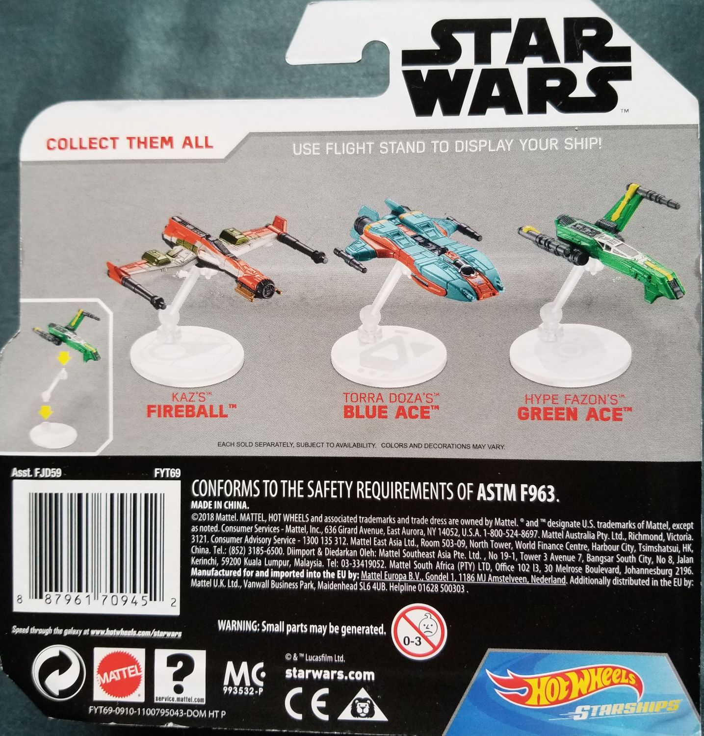 Hot Wheels Star Wars Vehicle Hype Fazon’s Green Ace White Card Star Wars RESIST: - Hot Wheels from Mattel (Star Wars Hot Wheels) action figure collectible [Barcode 887961709452] - Main Image 2