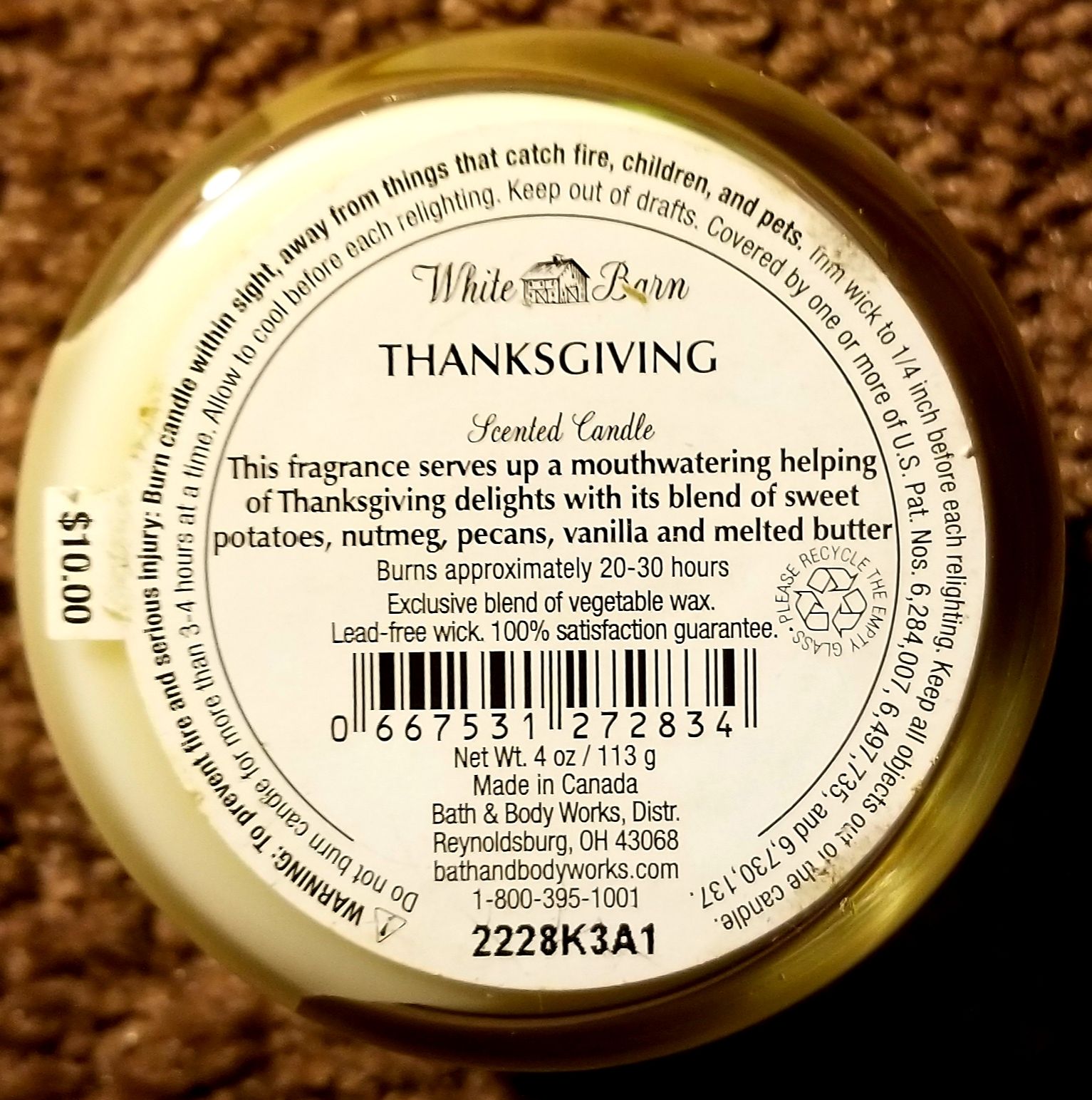 CANDLE: Thanksgiving Bath & Bodyworks Thanksgiving 2012 - Bath & Bodyworks Candle (Thanksgiving Candles) action figure collectible - Main Image 2