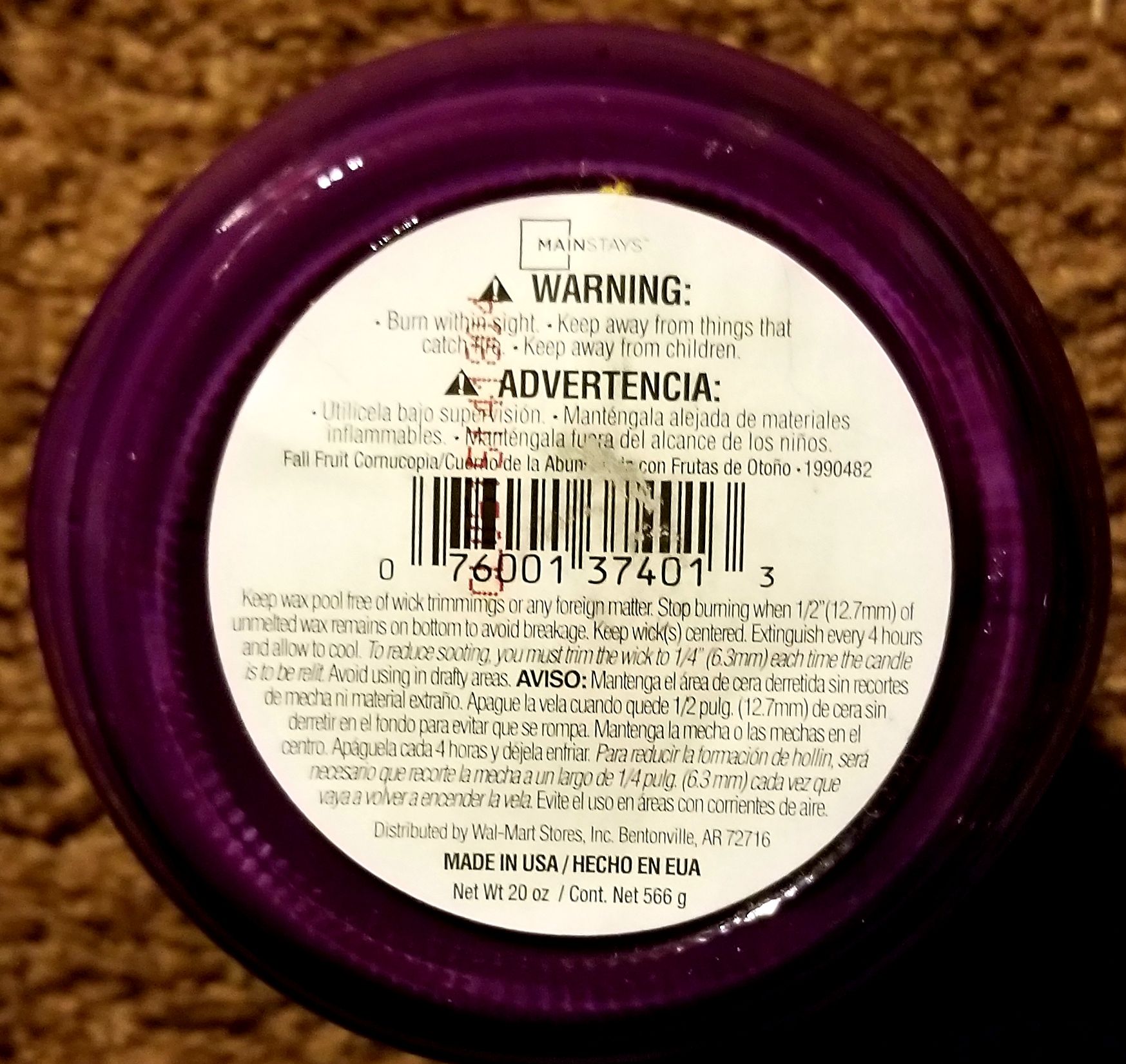 CANDLE: Thanksgiving Various Mainstays Fall Fruit Cornucopia 2015 - Mainstays Candles (Thanksgiving Candles) action figure collectible - Main Image 2