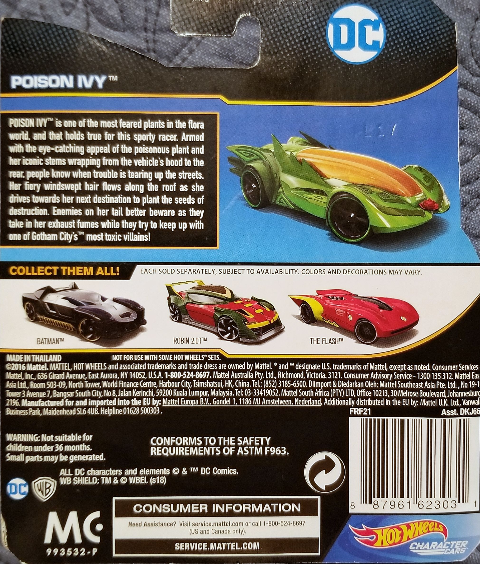 DC Comics Hot Wheels character car Poison Ivy - Hot Wheels from Mattel (Batman) action figure collectible [Barcode 0887961623031] - Main Image 2