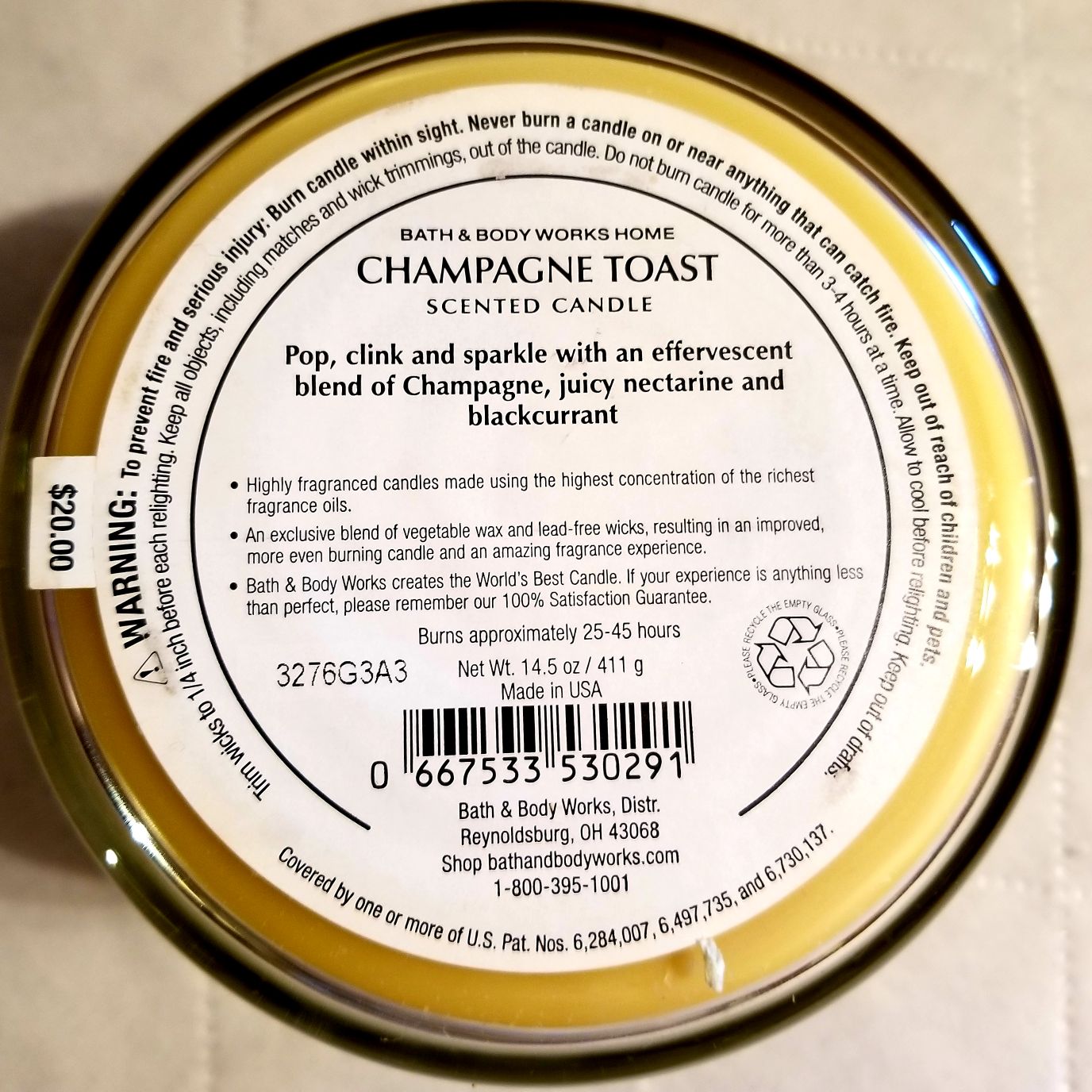 CANDLE: New Years Bath & Bodyworks Champagne Toast 1 - Bath & Bodyworks Candle (New Years Candles) action figure collectible - Main Image 2