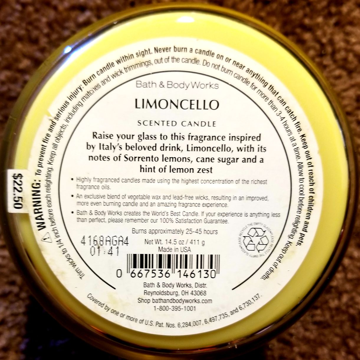 CANDLE: International Bath & Bodyworks Limoncello Italy - Bath & Bodyworks Candle (International Candles) action figure collectible - Main Image 2